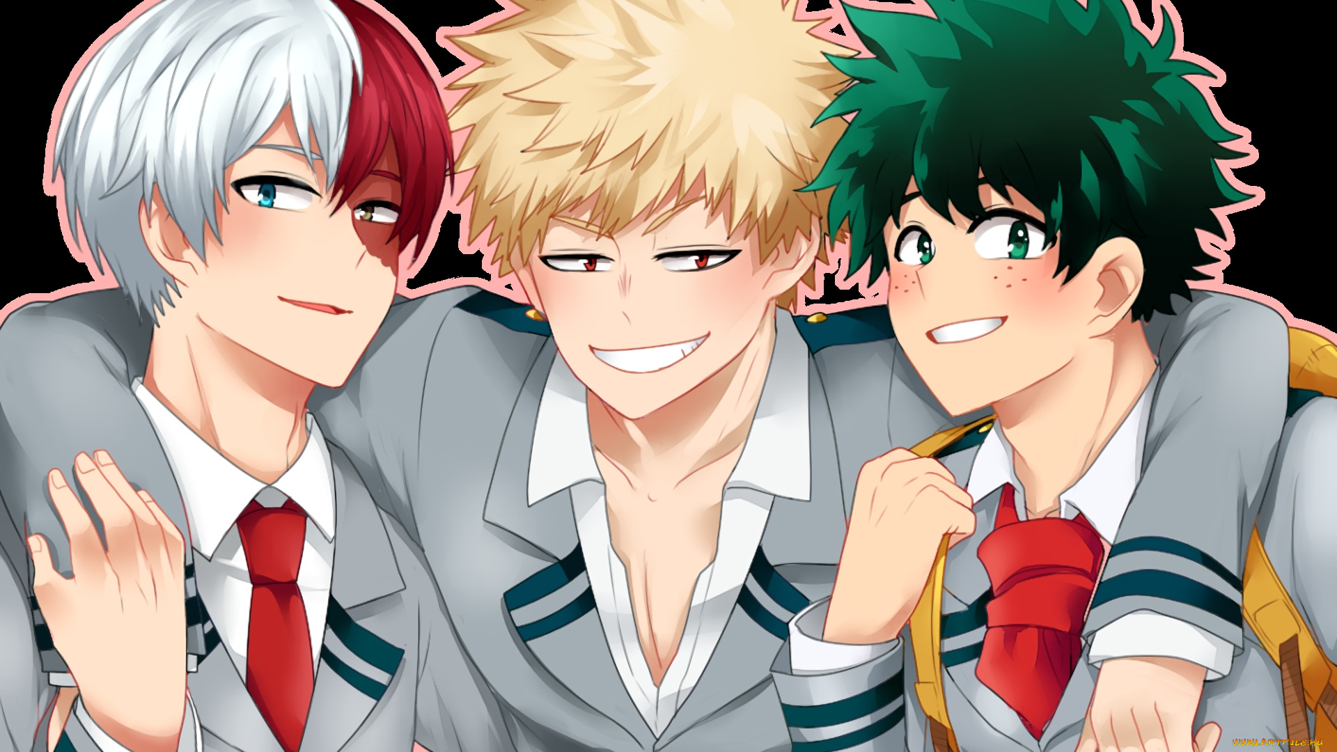 аниме, boku, no, hero, academia, парни, взгляд, фон