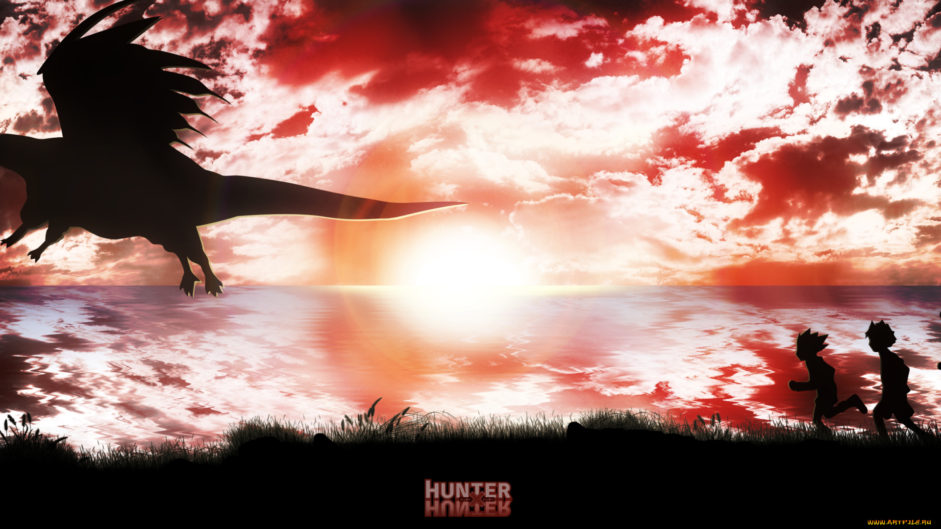 аниме, hunter, x, hunter, дракон, закат