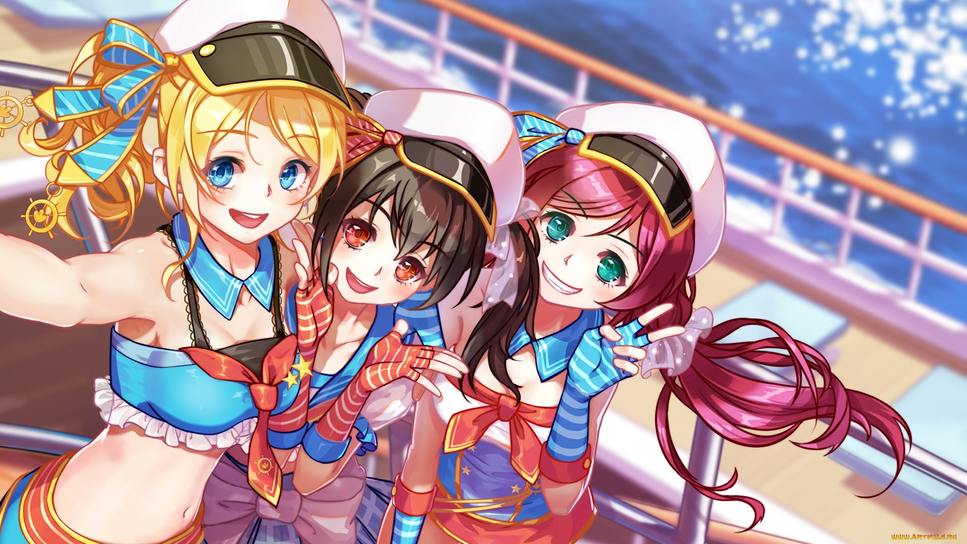 аниме, love, live, , school, idol, project, фон, девушки, взгляд