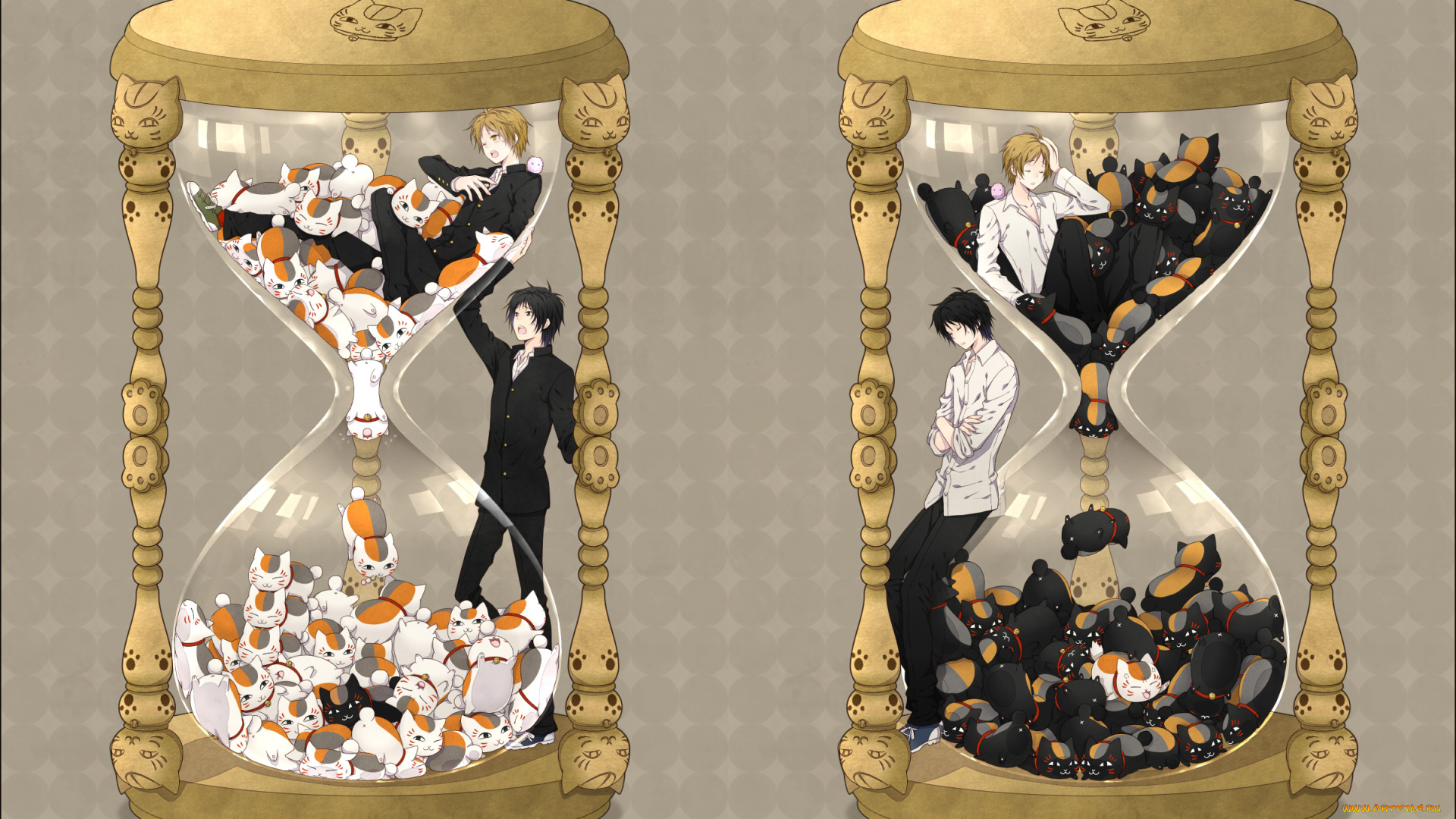 аниме, natsume, yuujinchou, песочные, часы