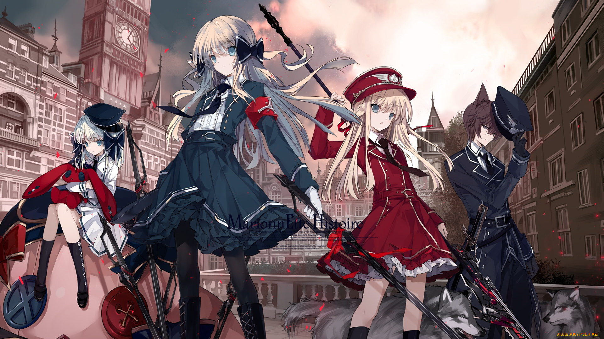 аниме, оружие, , техника, , технологии, фон, девушки, взгляд