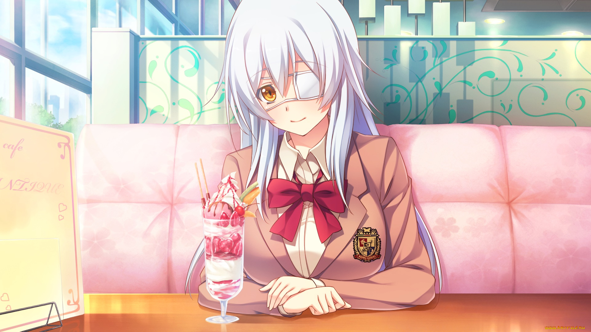 аниме, unknown, , другое, взгляд, девушка, фон