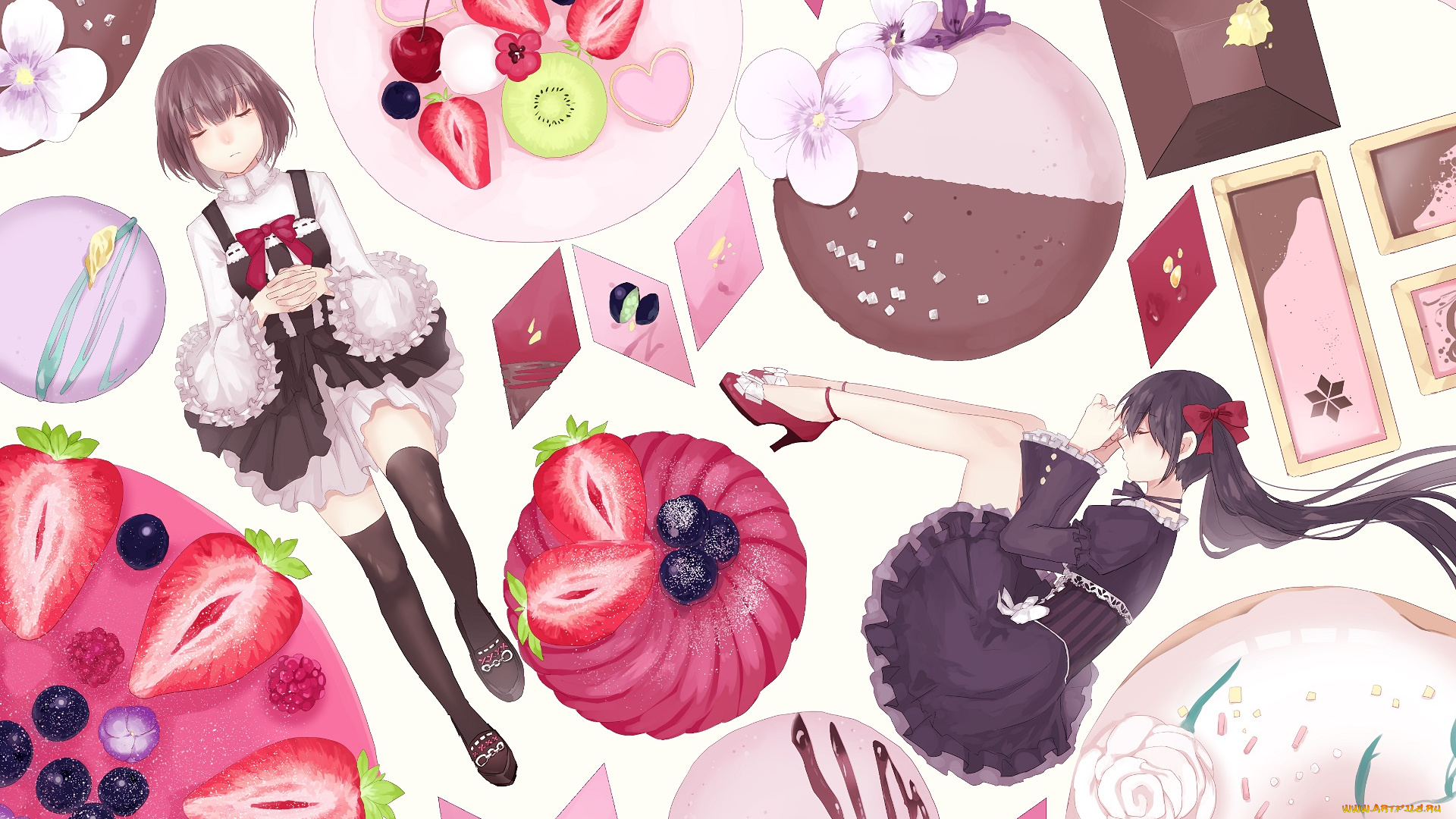 аниме, unknown, , другое, взгляд, девушки, фон