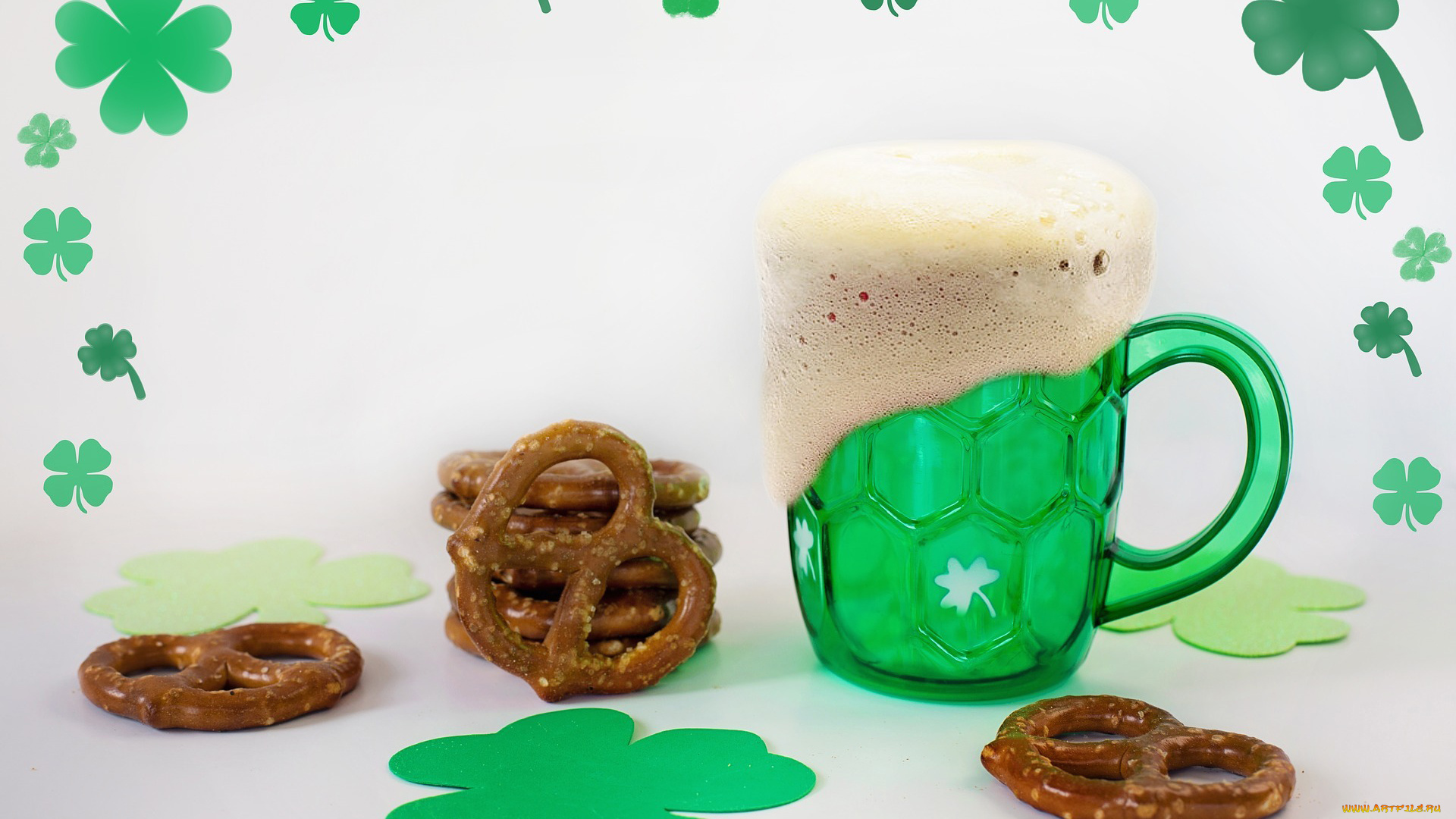 праздничные, день, святого, патрика, пиво, бокал, пена