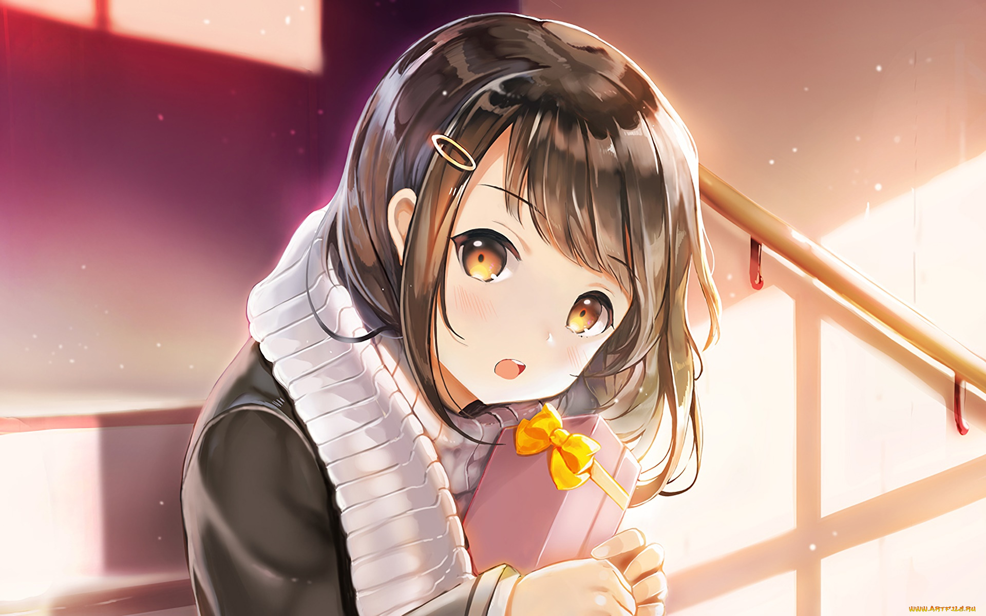 аниме, unknown, , другое, девушка, взгляд, фон