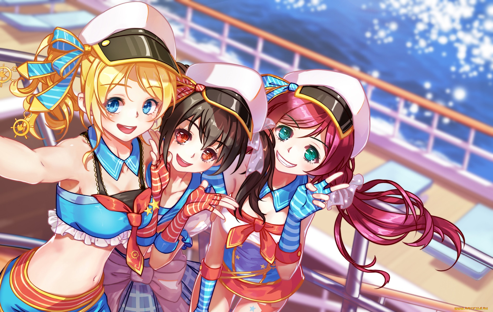 аниме, love, live, , school, idol, project, фон, девушки, взгляд