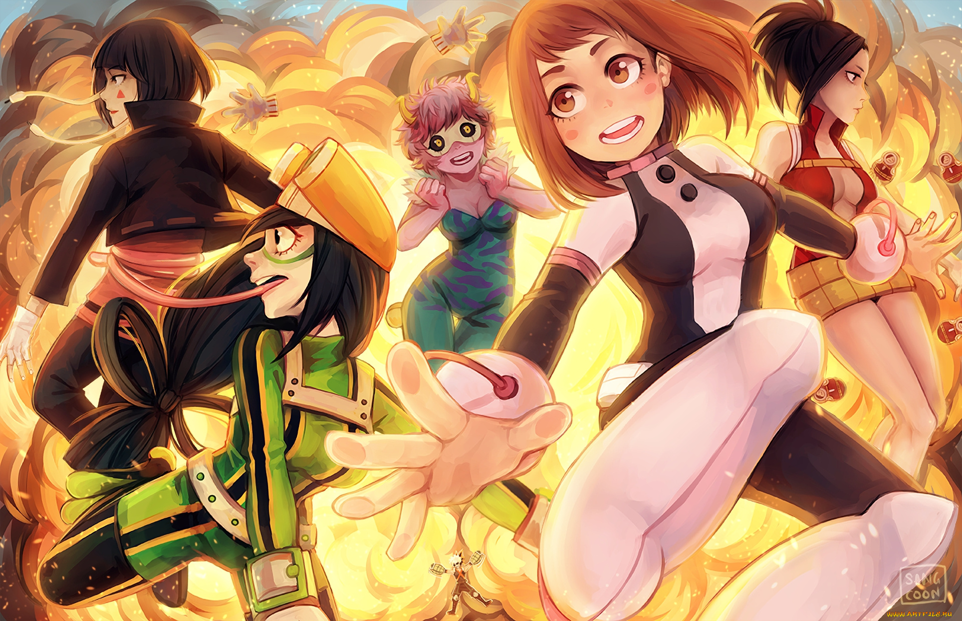 аниме, boku, no, hero, academia, девушки, взгляд, фон