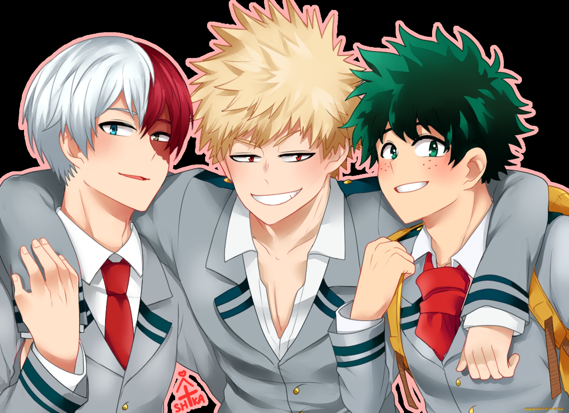 аниме, boku, no, hero, academia, парни, взгляд, фон