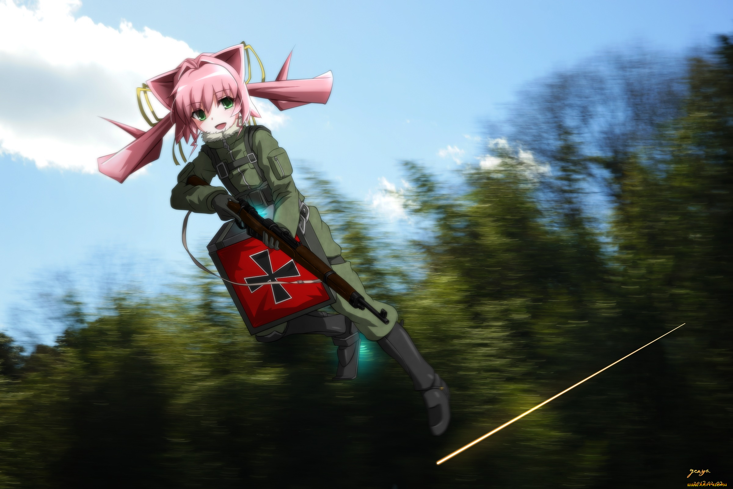 аниме, youjo, senki, девушка, взгляд, фон