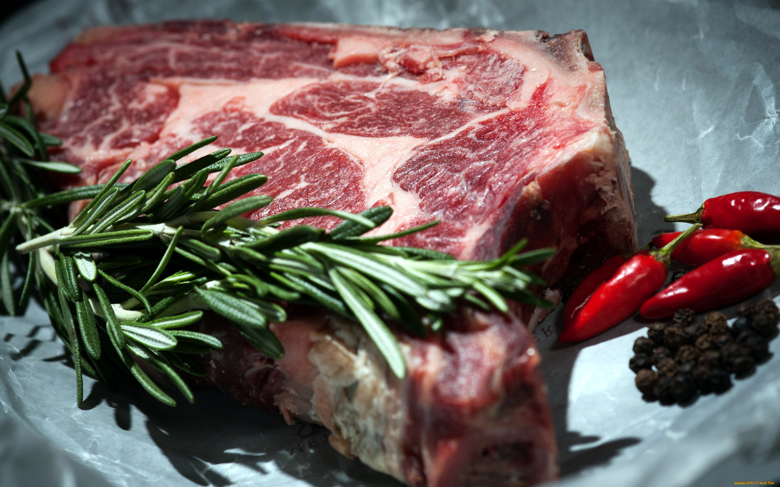 еда, мясные, блюда, мясо, розмарин, перчик, перец