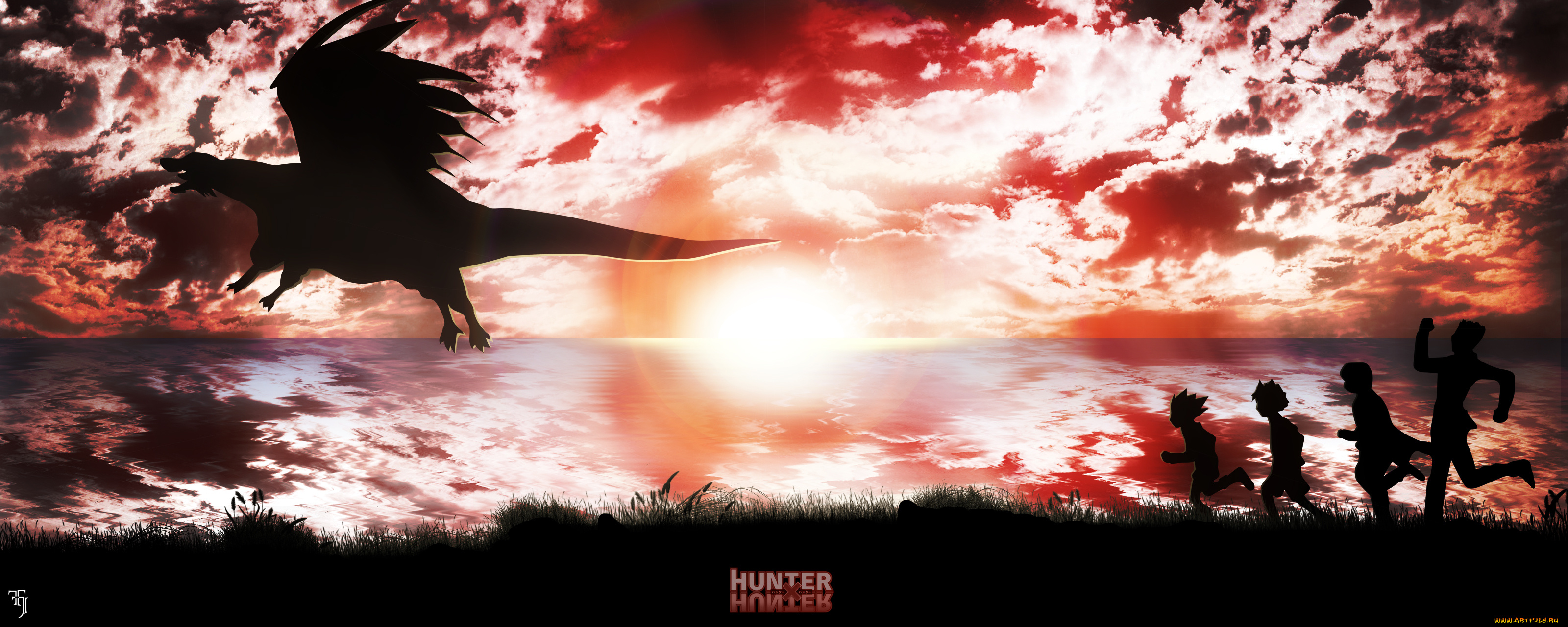 аниме, hunter, x, hunter, дракон, закат