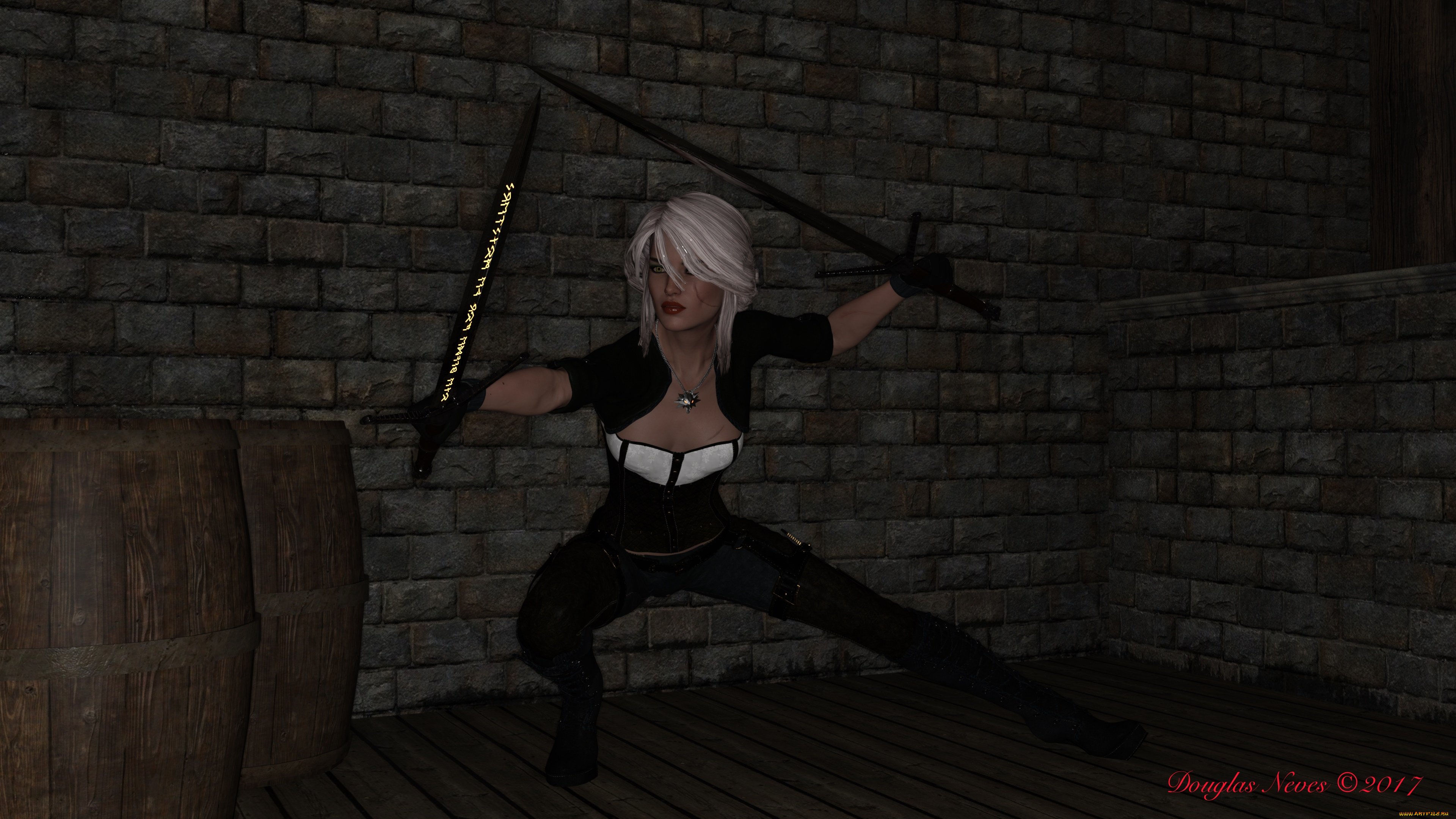 3д, графика, фантазия, , fantasy, девушка, взгляд, фон, оружие