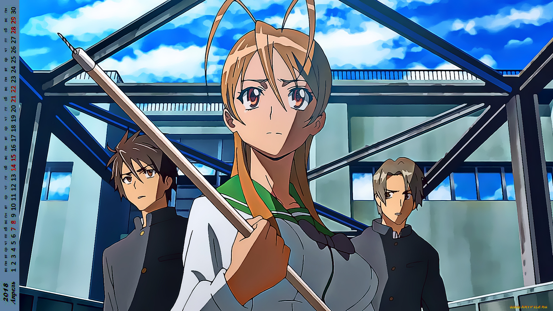 календари, аниме, взгляд, девушка, юноша