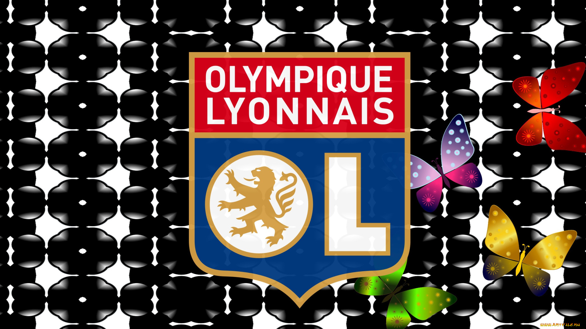 спорт, эмблемы, клубов, логотип, фон, olympique, lyonnais