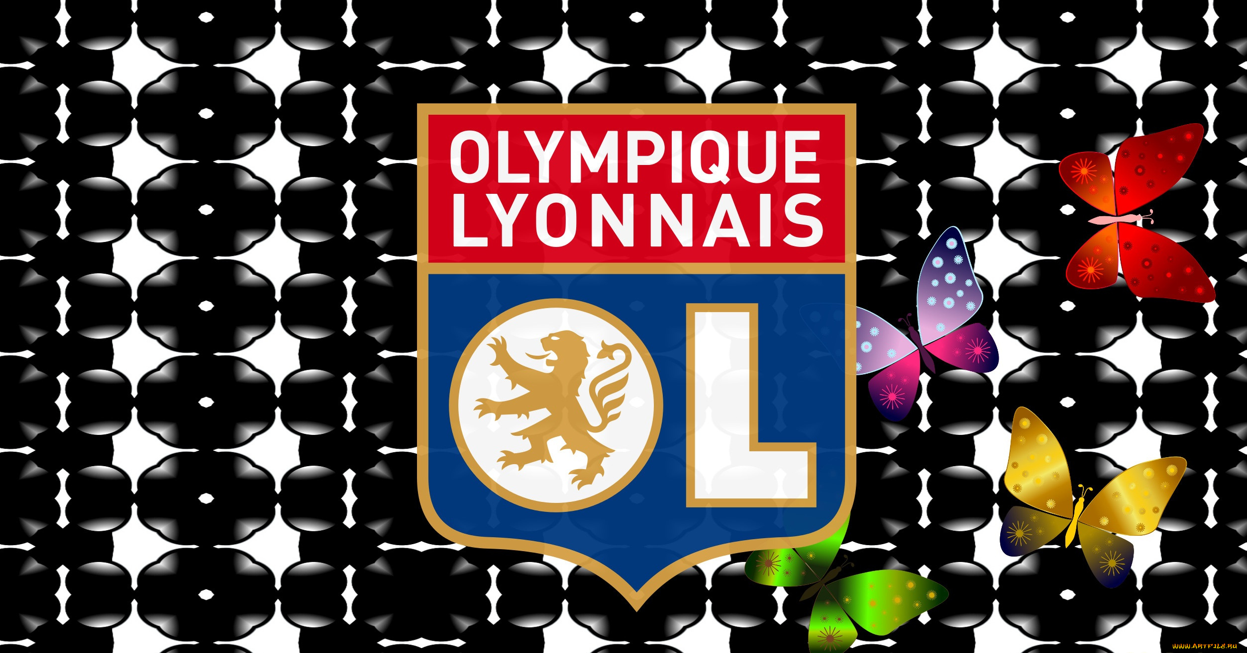 спорт, эмблемы, клубов, логотип, фон, olympique, lyonnais
