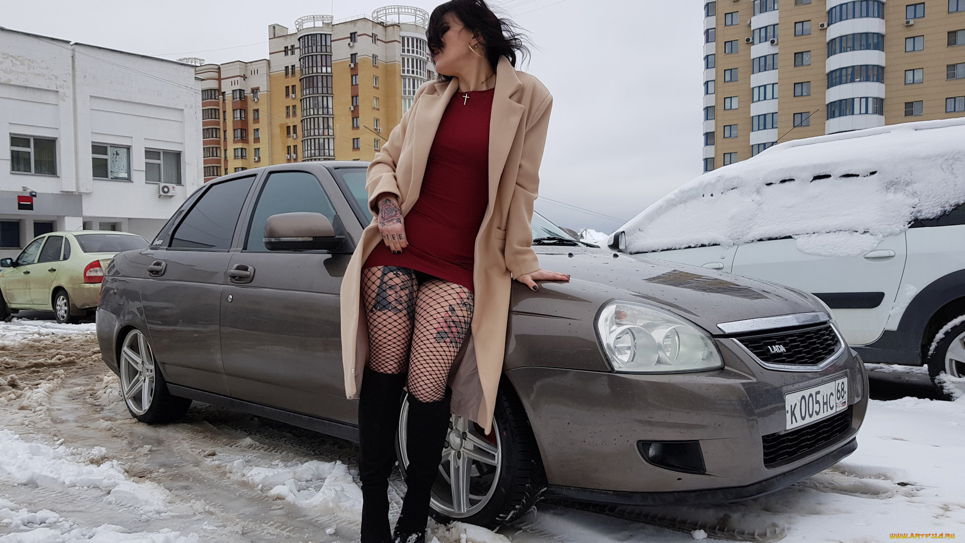 автомобили, -авто, с, девушками, lada, priora