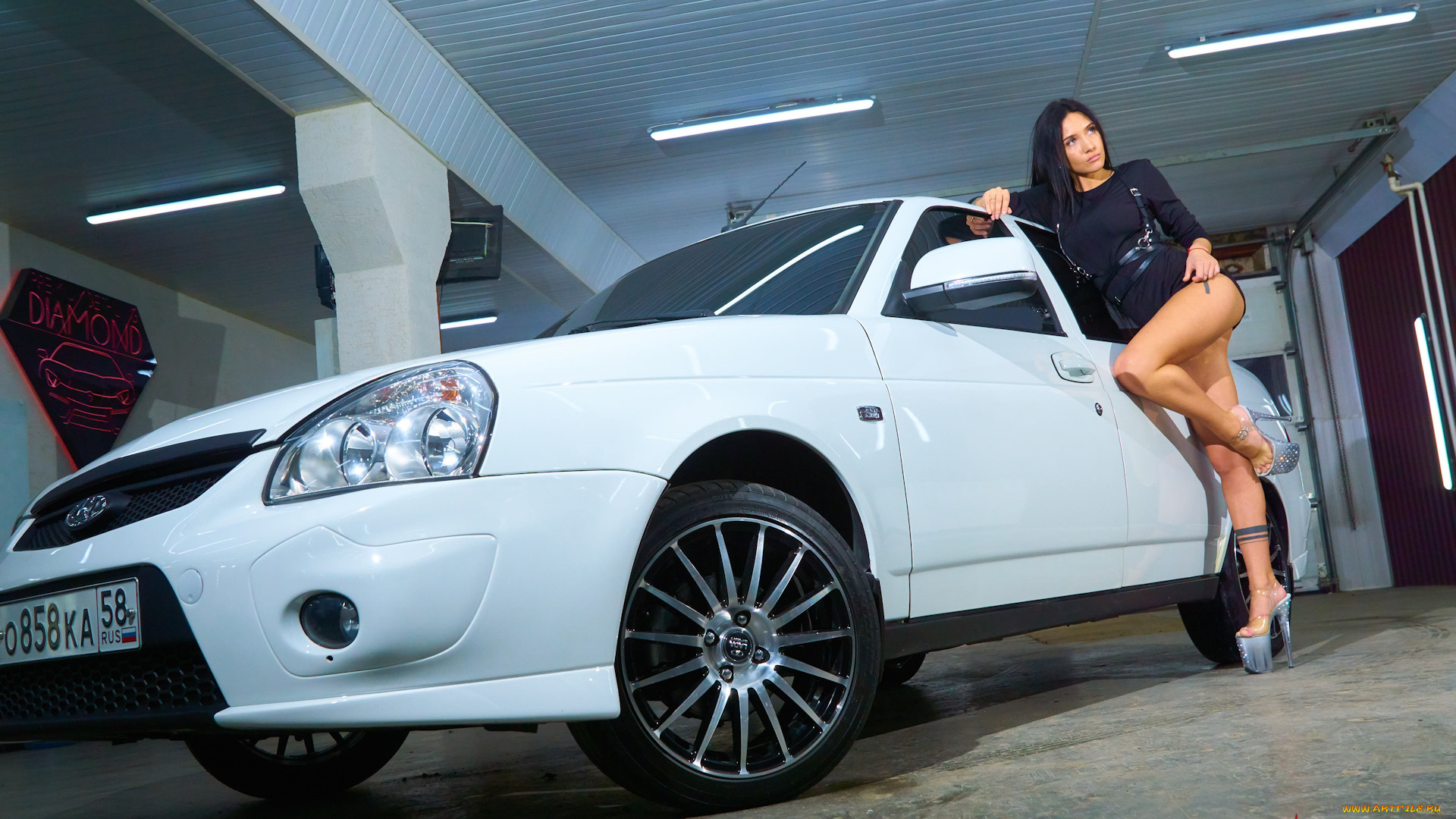 автомобили, -авто, с, девушками, lada, priora