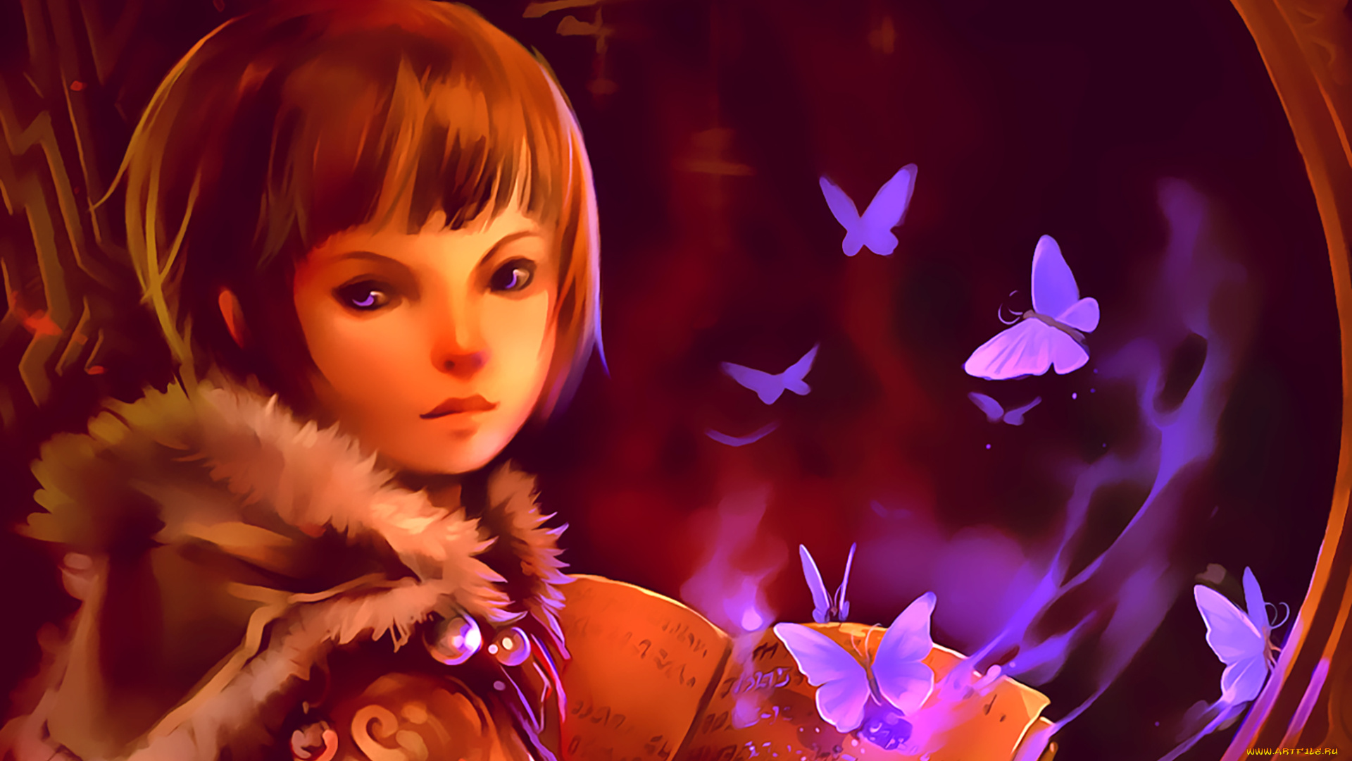 календари, фэнтези, девочка, книга, бабочка, calendar, 2020