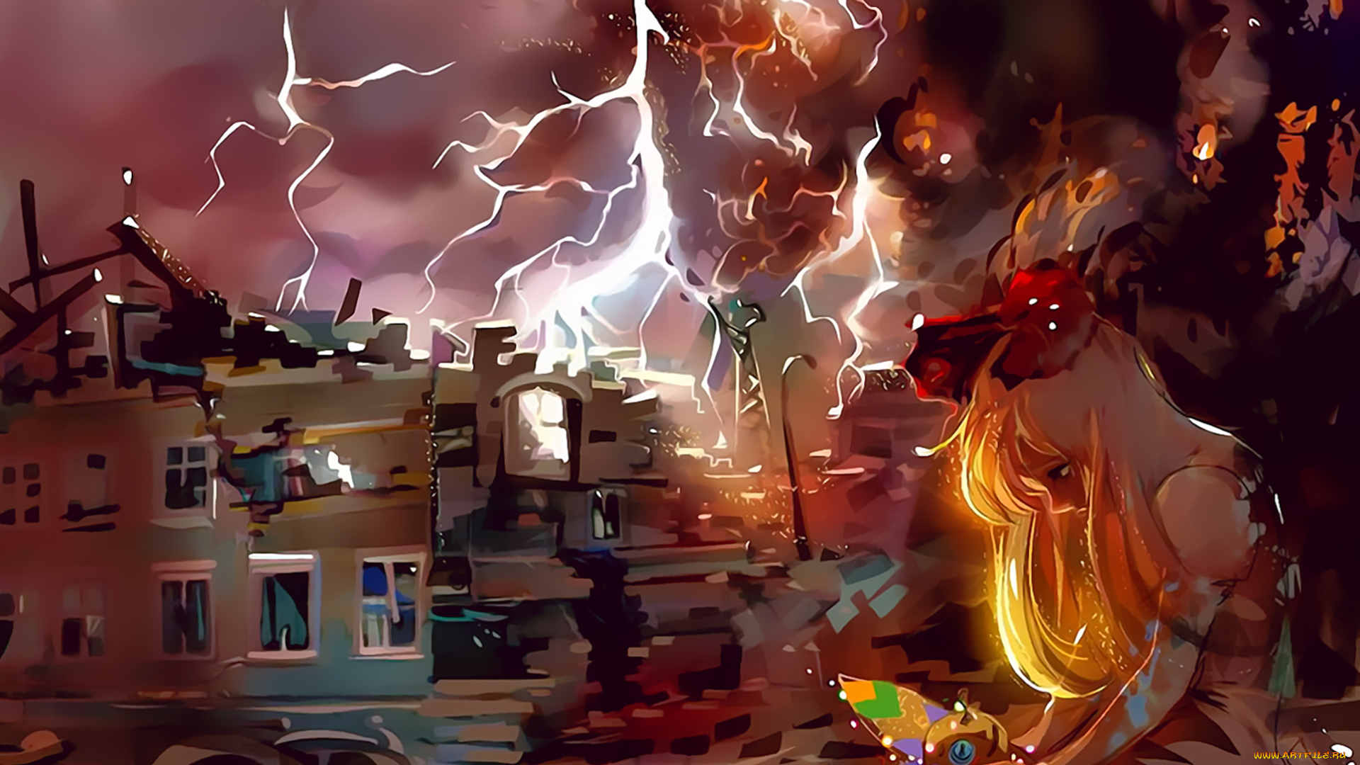 календари, фэнтези, молния, девушка, улица, calendar, 2020