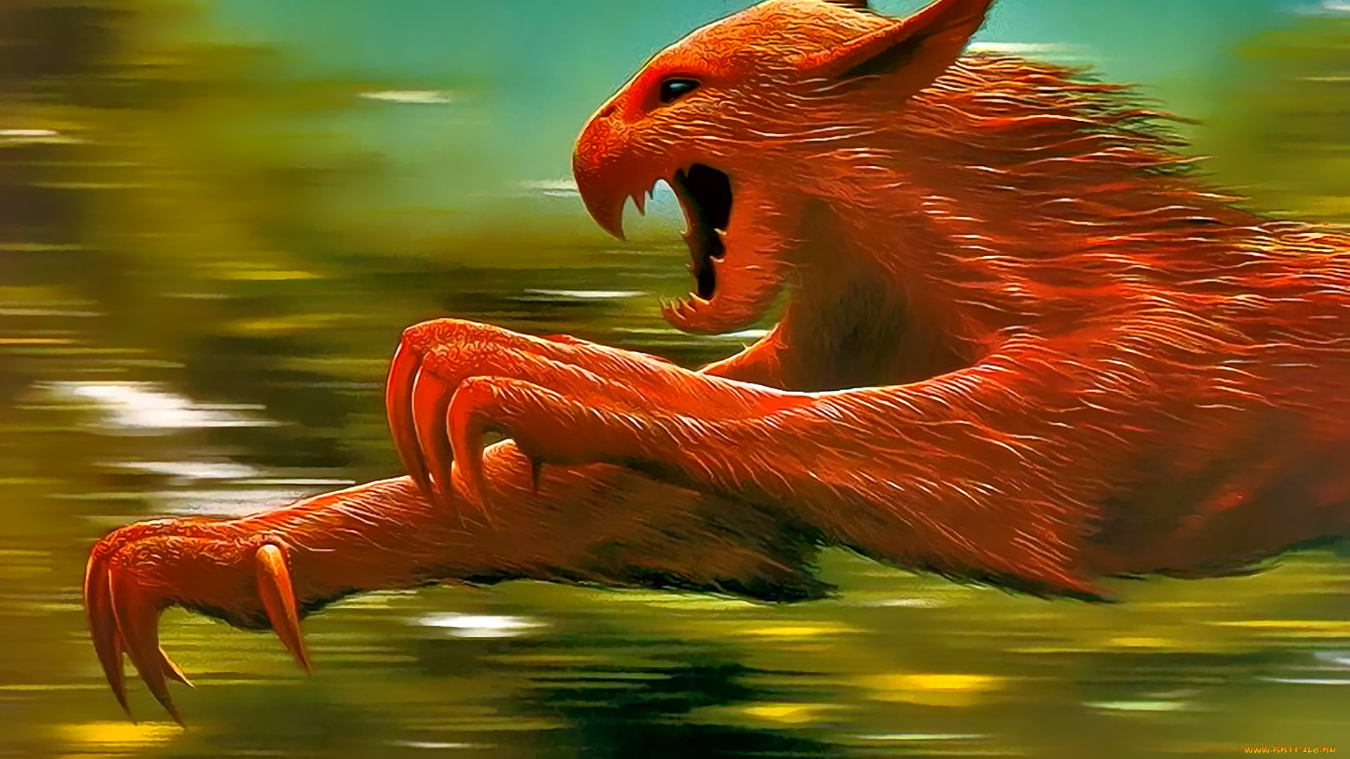 календари, фэнтези, монстр, бег, красный, существо, calendar, 2020