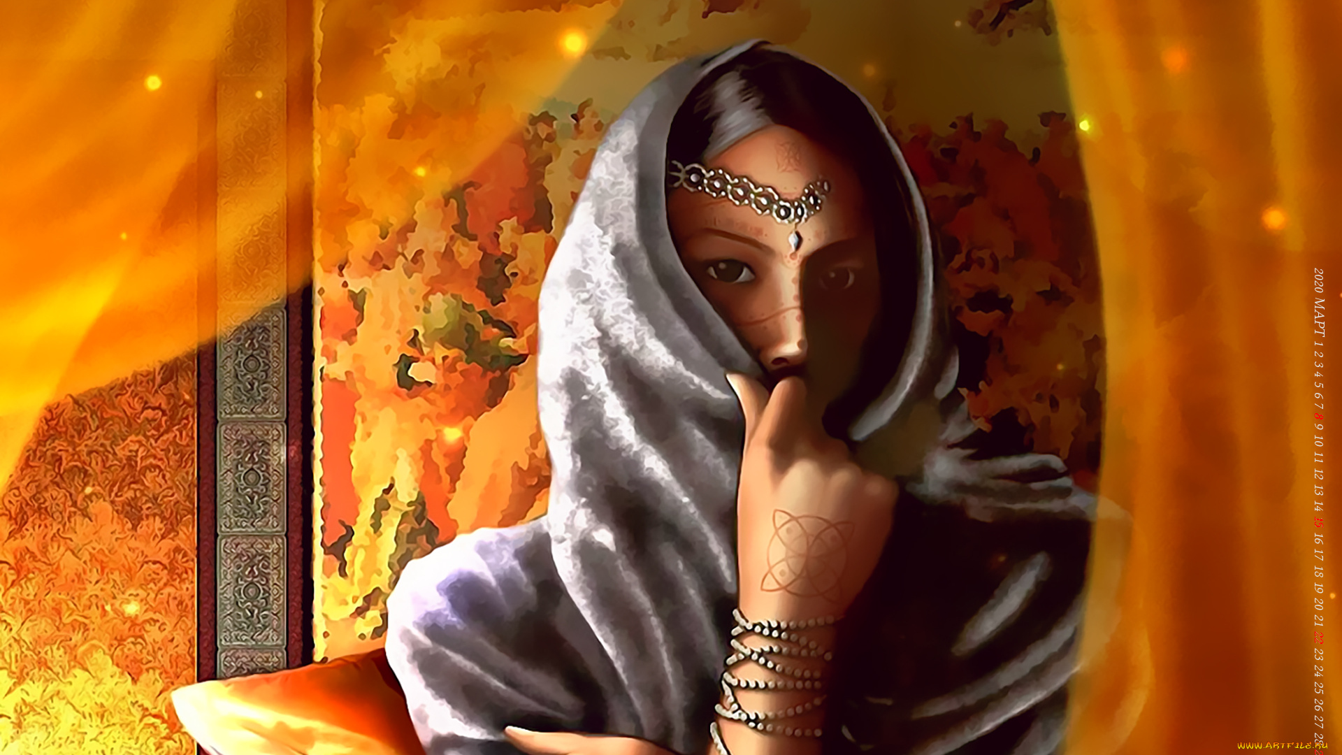 календари, фэнтези, помещение, девушка, лицо, взгляд, calendar, 2020