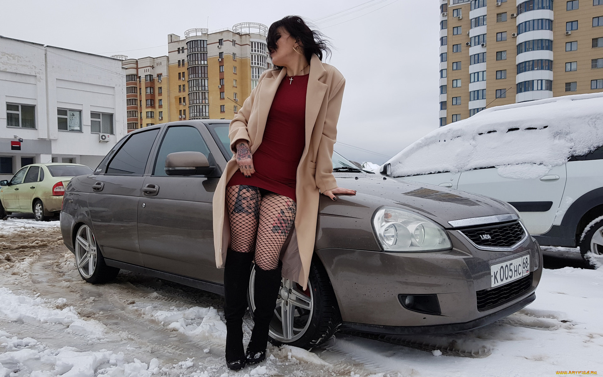 автомобили, -авто, с, девушками, lada, priora