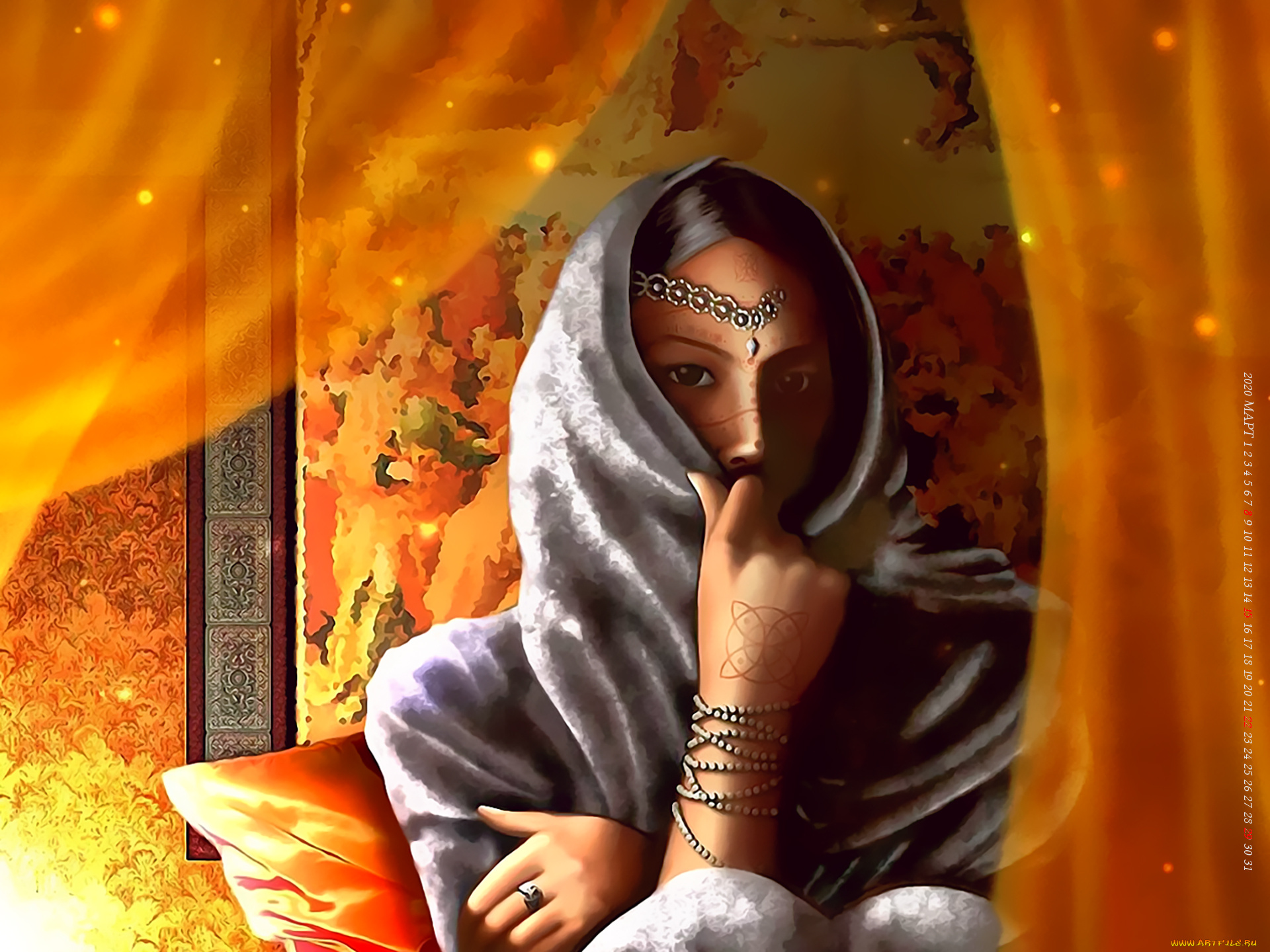 календари, фэнтези, помещение, девушка, лицо, взгляд, calendar, 2020