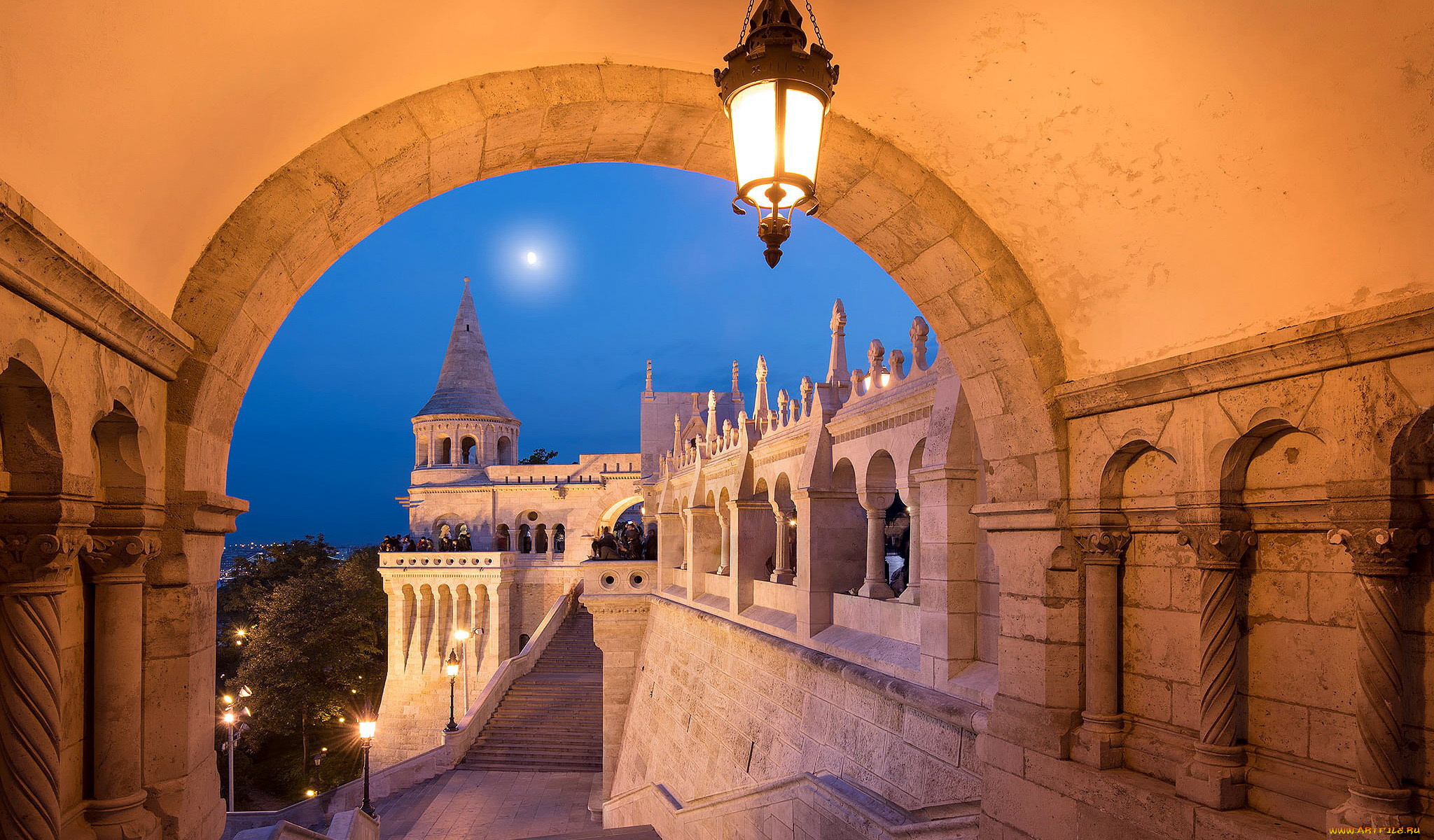 города, будапешт, , венгрия, башня, фонари