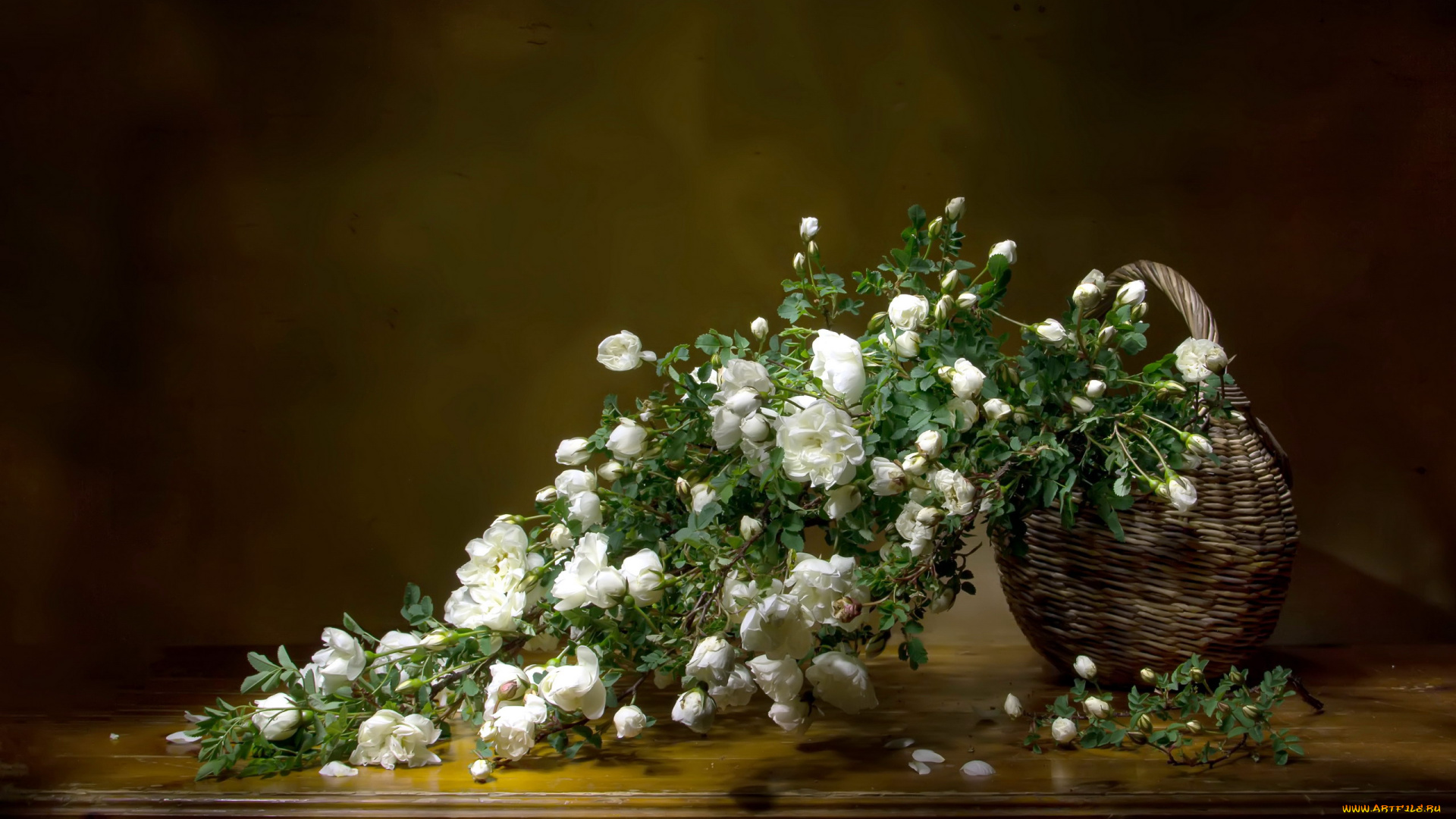 цветы, розы, корзинка, букет