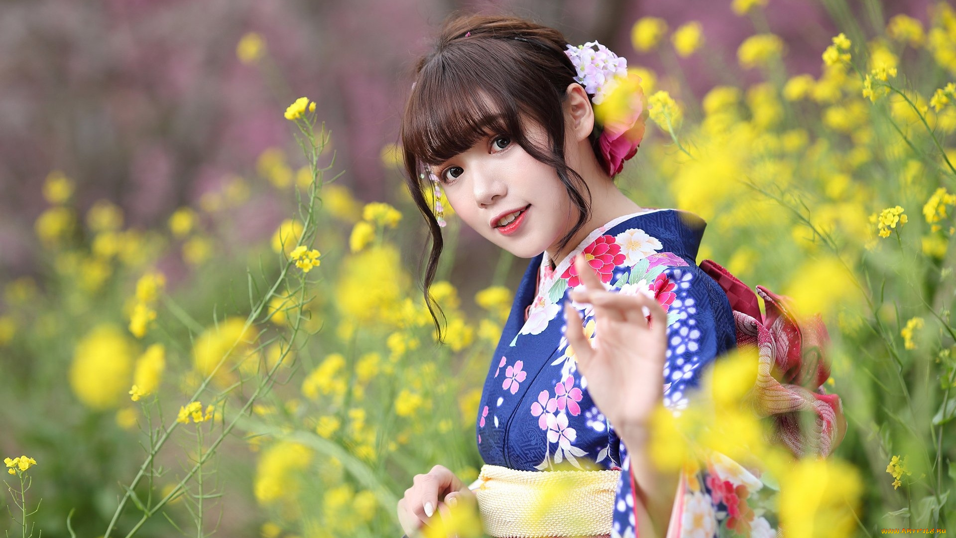 девушки, -, азиатки, азиатка, кимоно