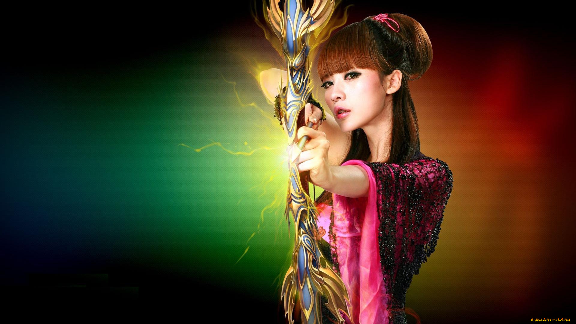 девушки, -, креатив, , косплей, кровь, боевой, дух, чиби