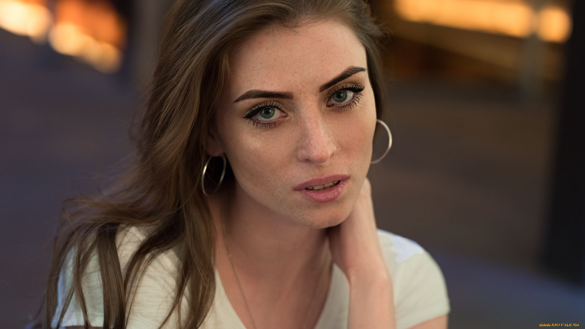 девушки, -, лица, , портреты, шатенка, лицо