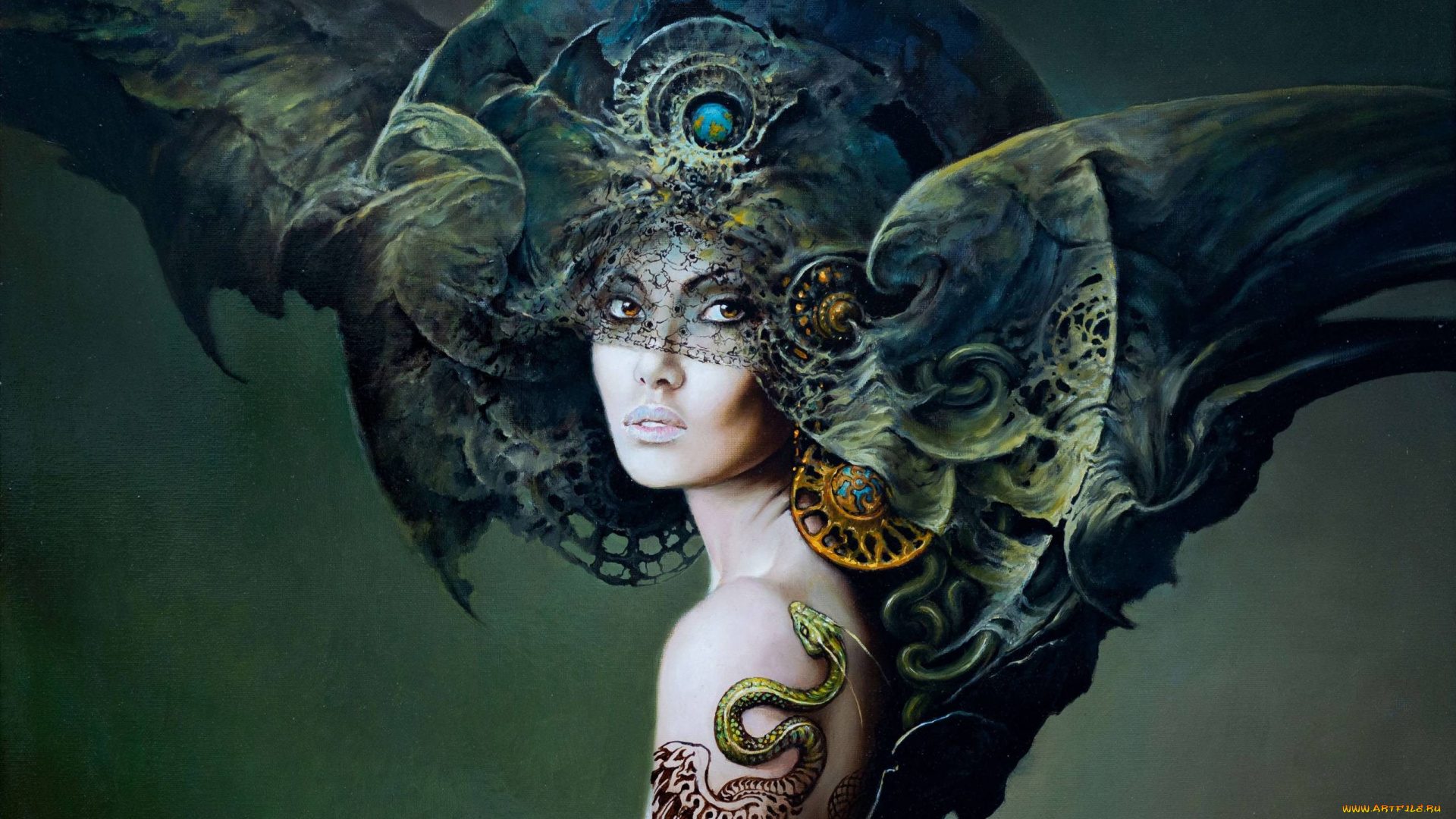 фэнтези, девушки, девушка, змея