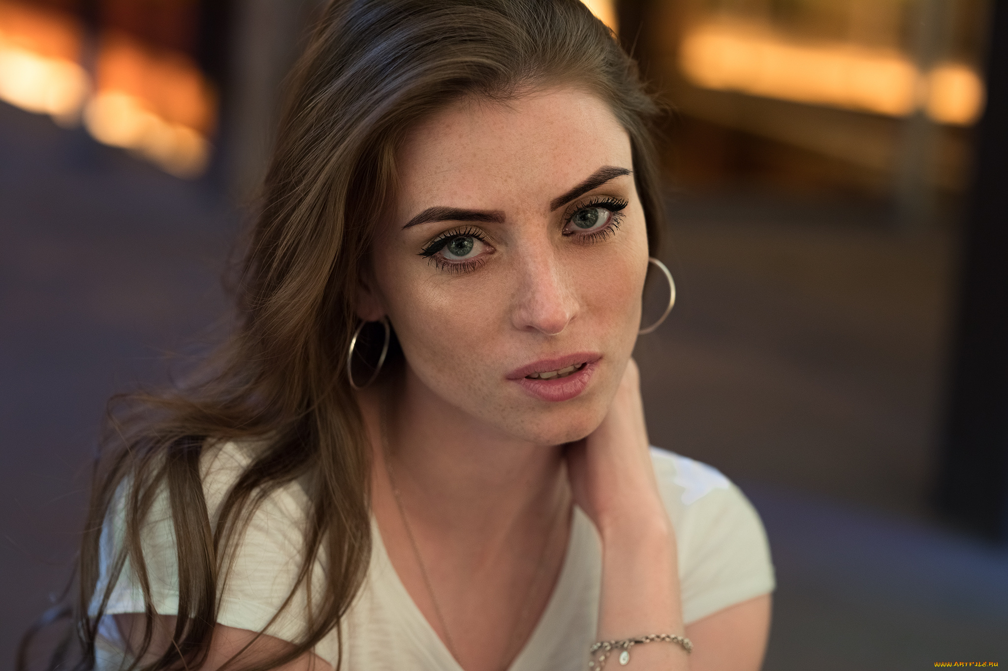 девушки, -, лица, , портреты, шатенка, лицо