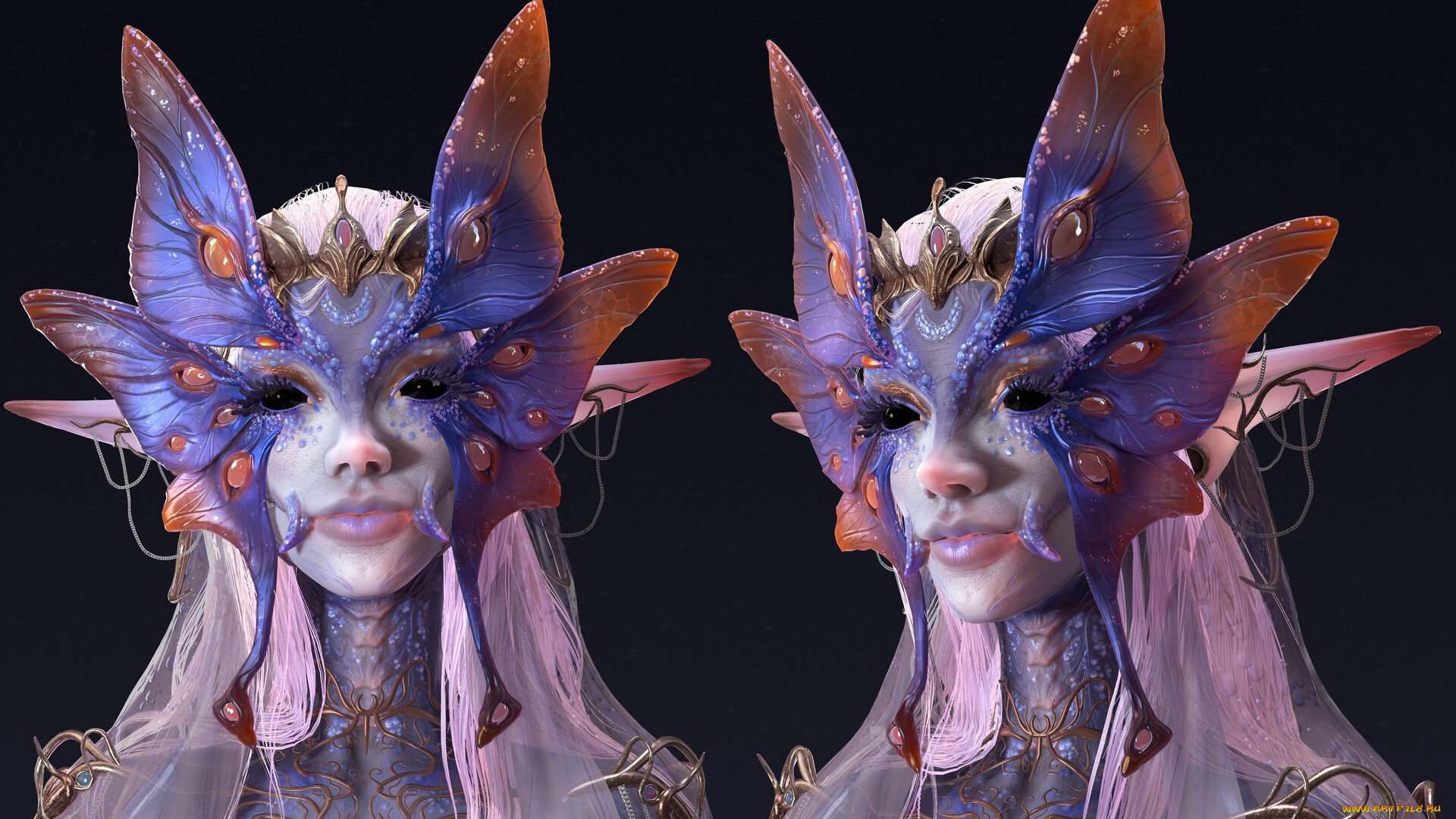 фэнтези, существа, лицо, бабочка