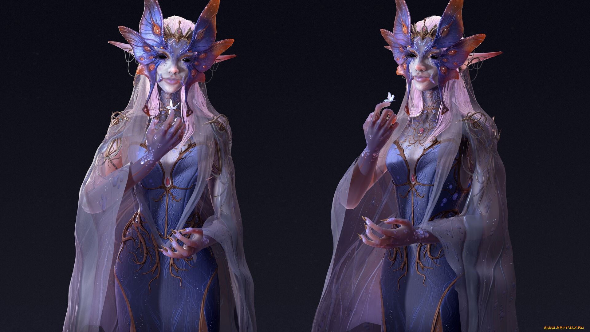 фэнтези, существа, женщина, бабочка, ракурсы