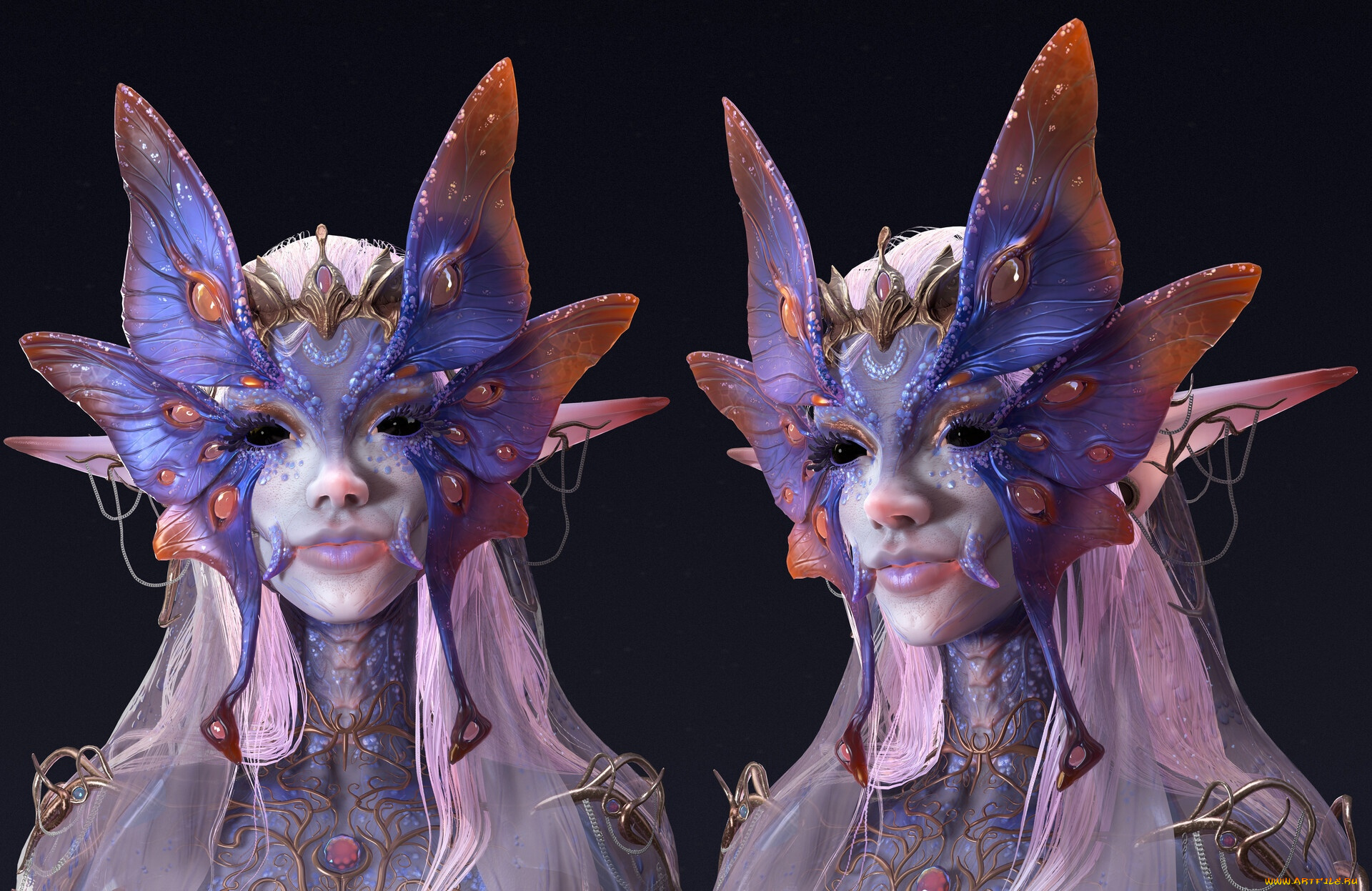 фэнтези, существа, лицо, бабочка