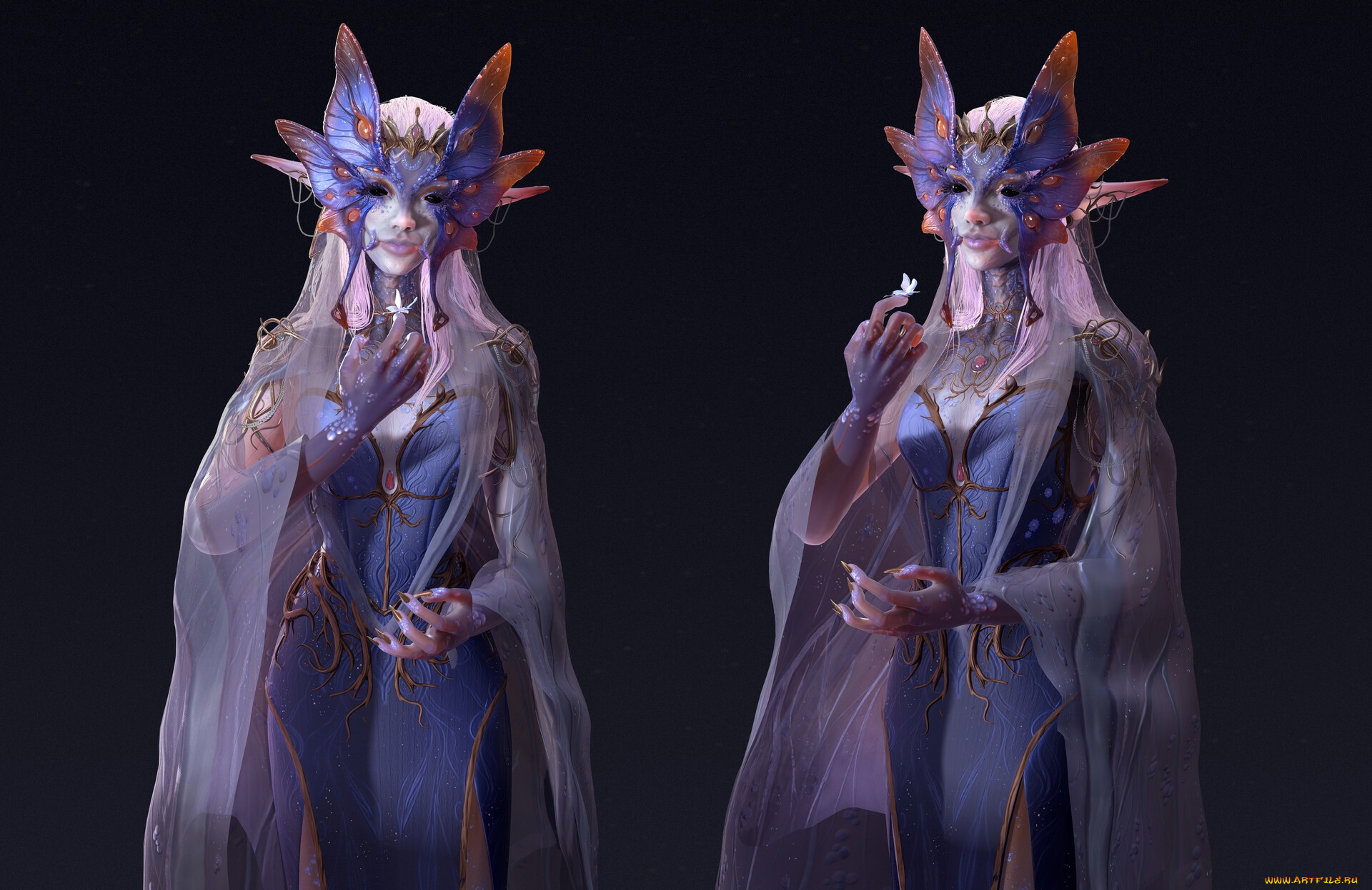 фэнтези, существа, женщина, бабочка, ракурсы