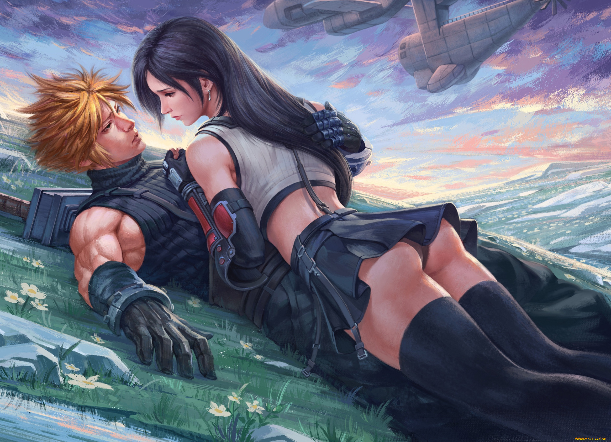 видео, игры, final, fantasy, vii, пара, луг