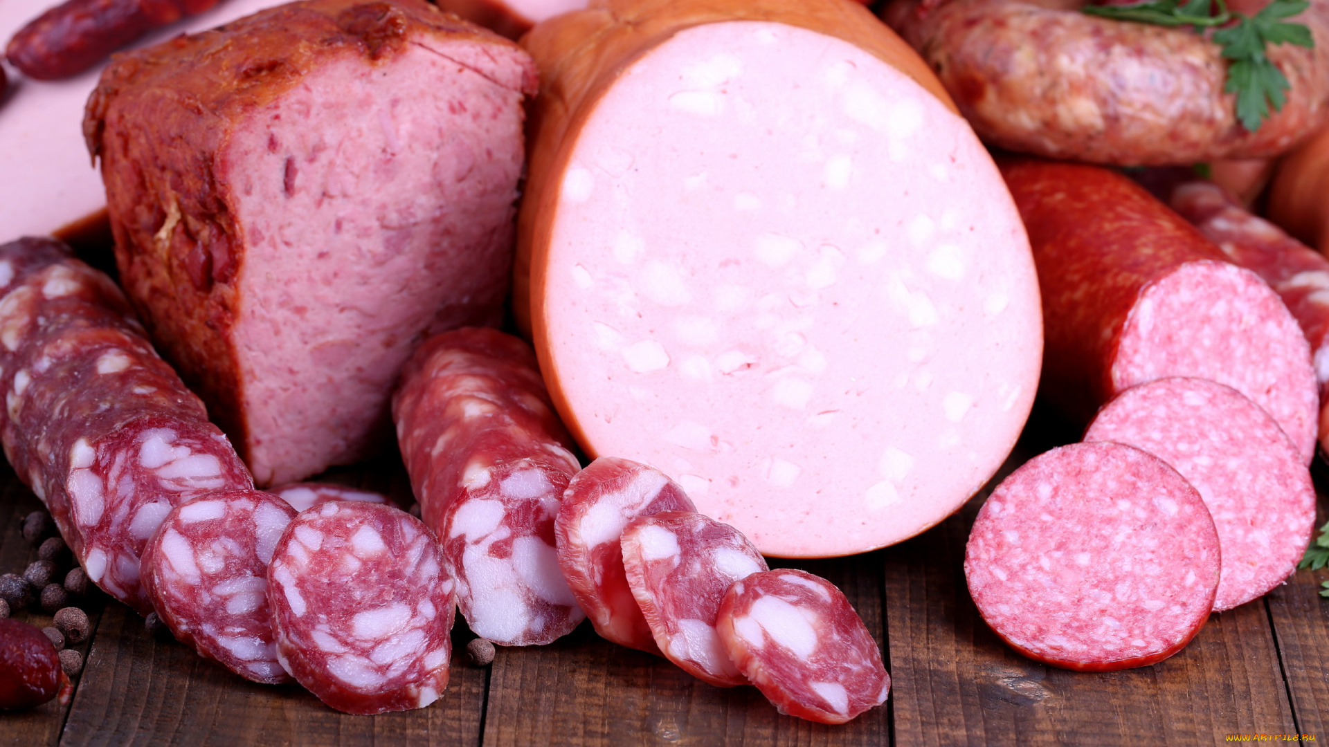 еда, колбасные, изделия, копченая, вареная, колбаса, ассорти