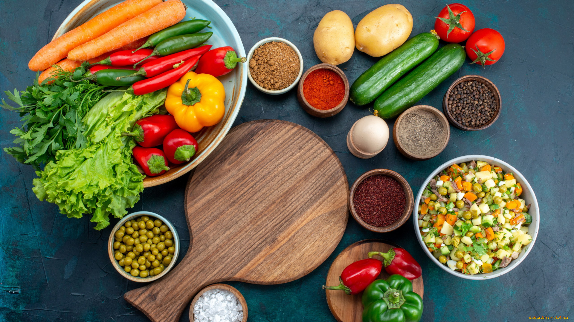 еда, овощи, картофель, морковь, помидоры, перец, петрушка