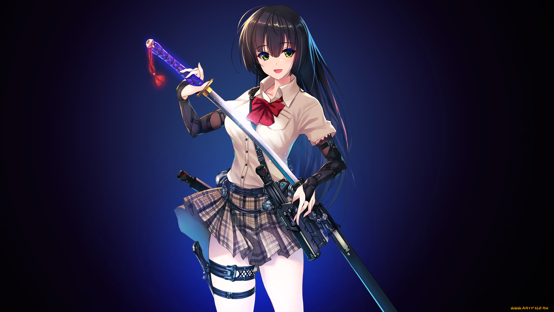 аниме, оружие, , техника, , технологии, девушка, меч