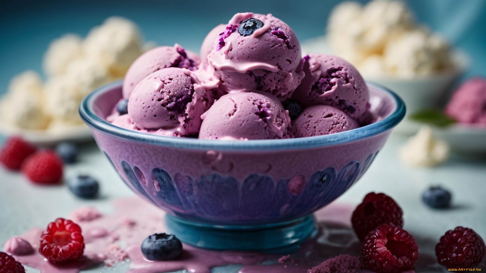 еда, мороженое, , десерты, ягоды, малина, черника