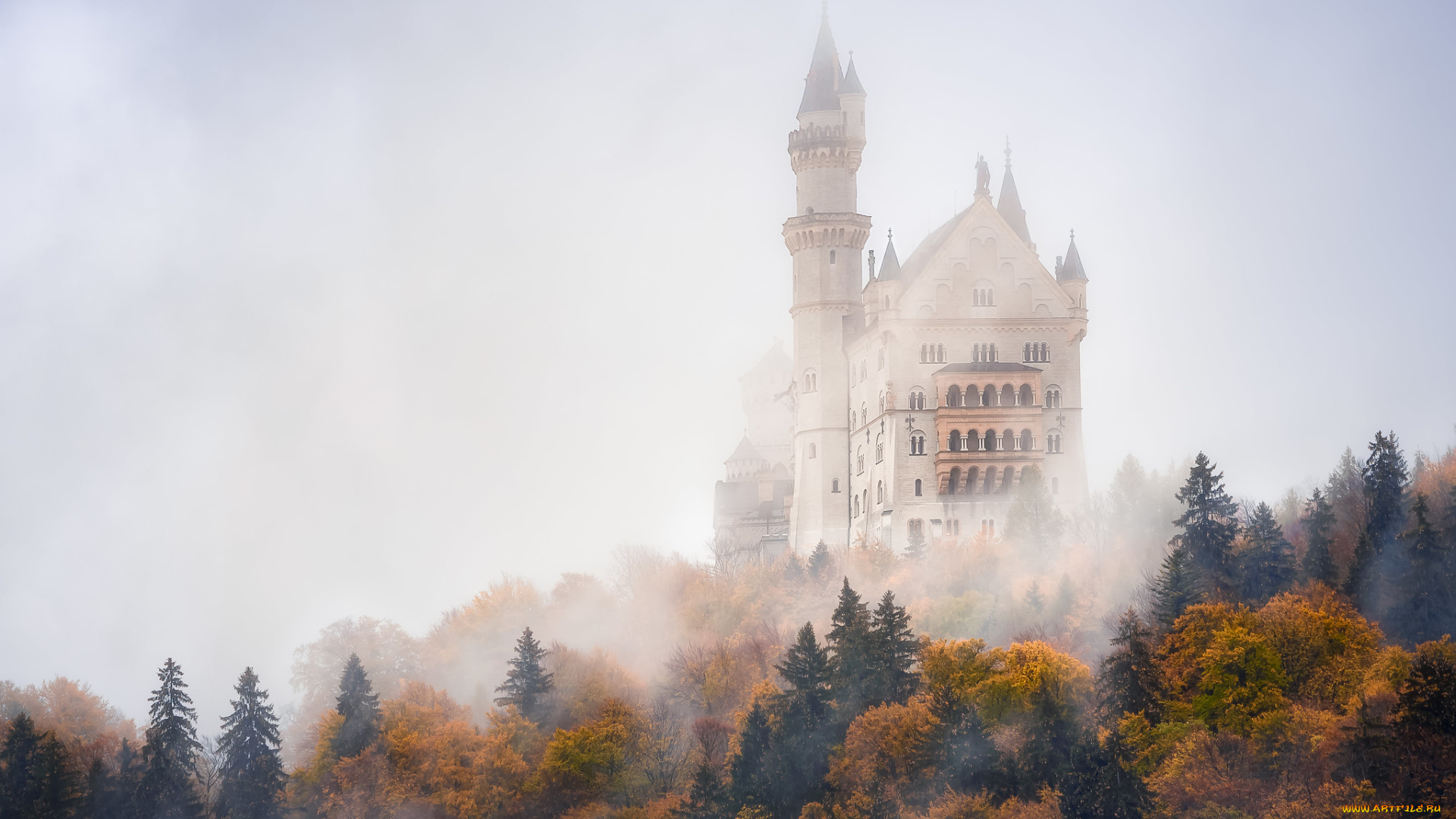 города, замок, нойшванштайн, , германия, замок