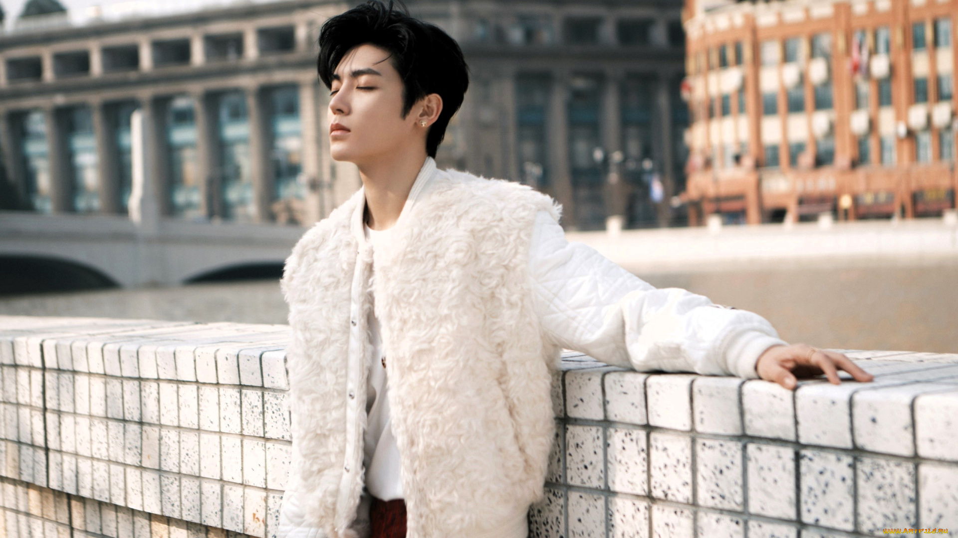 мужчины, hou, ming, hao, актер, куртка, город