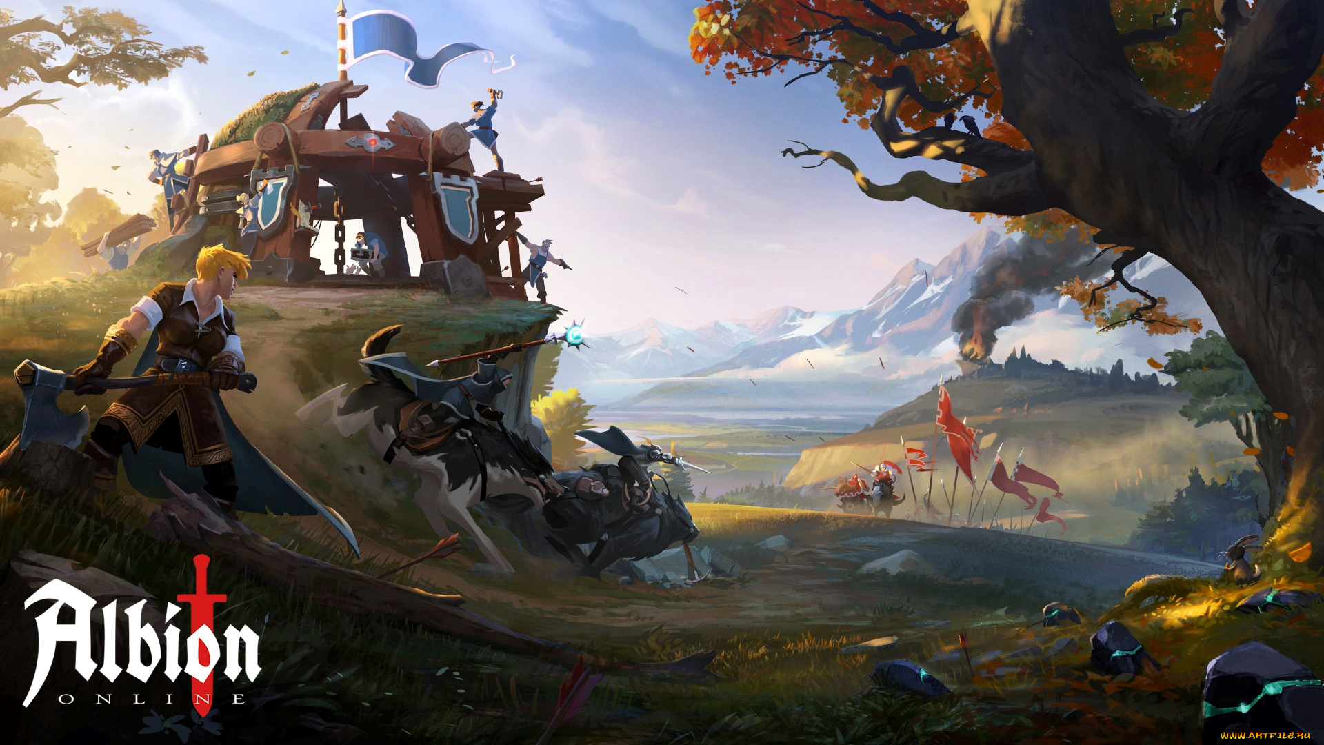 видео, игры, albion, online, лагерь, люди