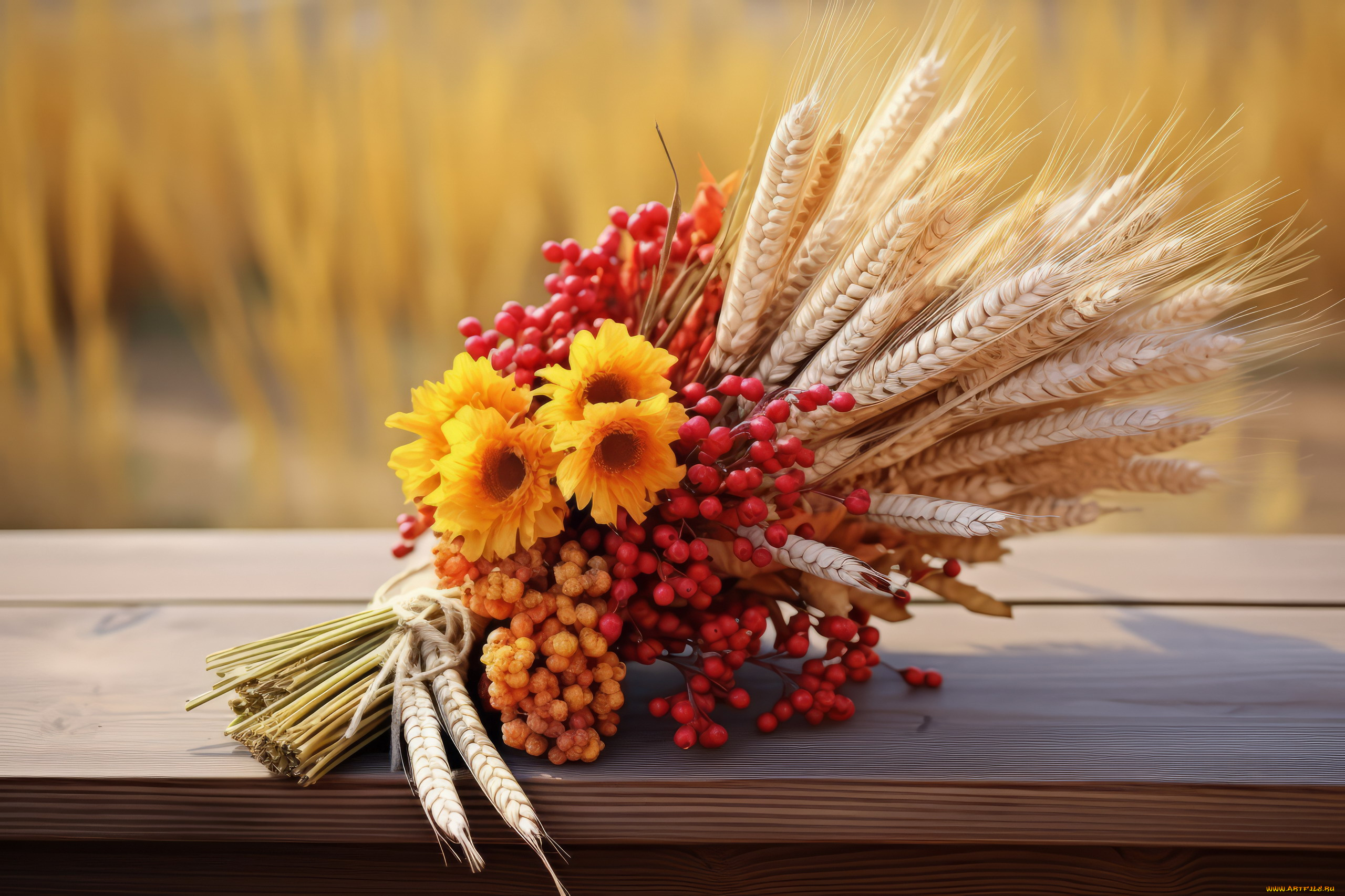 3д, графика, цветы, , flowers, колосья, ягоды, букет, цветы