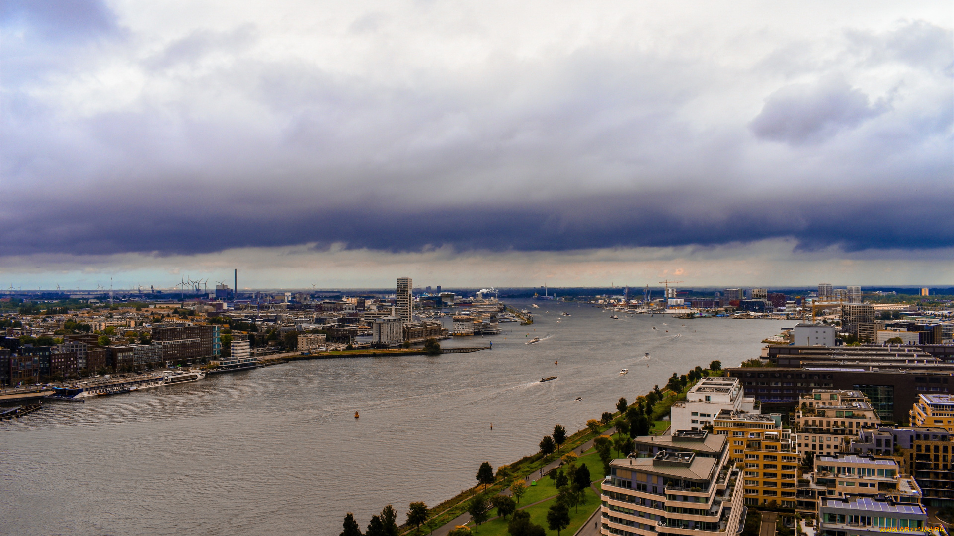 города, амстердам, , нидерланды, панорама