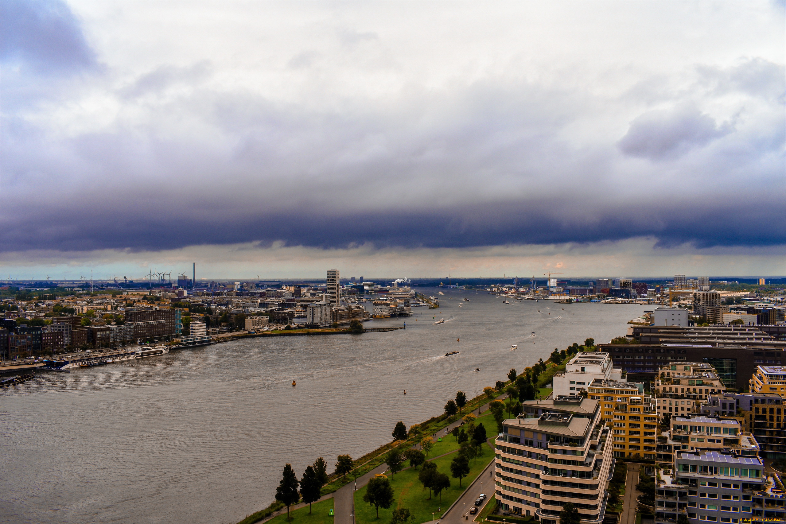 города, амстердам, , нидерланды, панорама