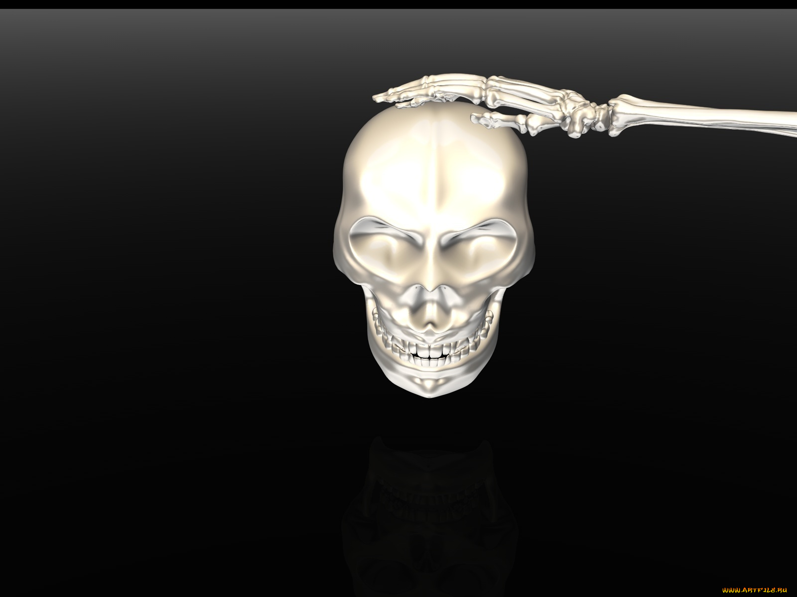 3д, графика, horror, ужас, череп, рука